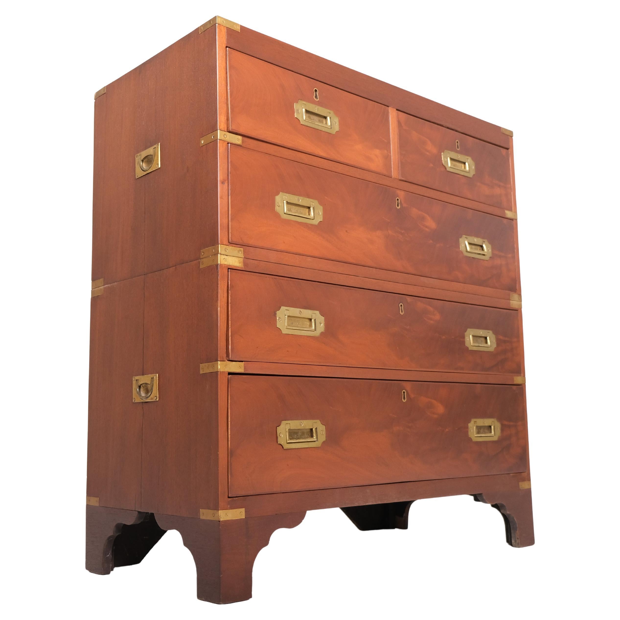 Early 19th Century British Campaign Chest in Mahogany with Brass Hardware