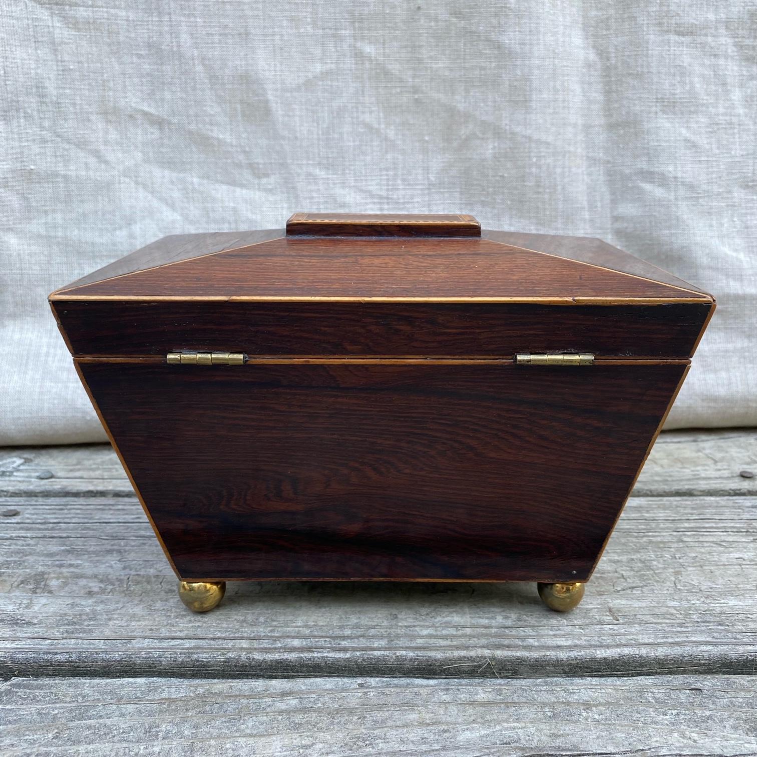 Early 19th Century British Georgian Inlaid Sarcophagus Tea Caddy 5
