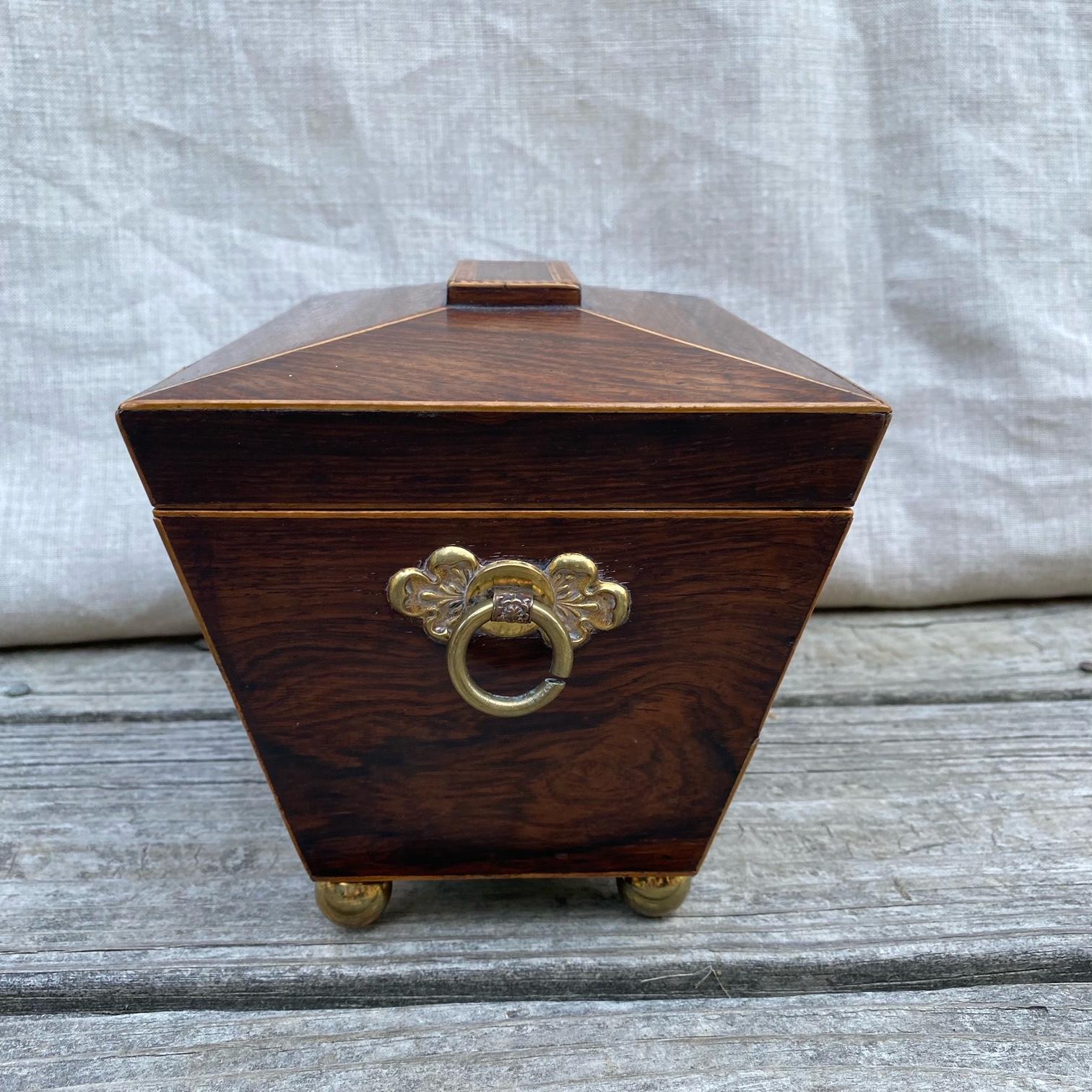 Early 19th Century British Georgian Inlaid Sarcophagus Tea Caddy 3