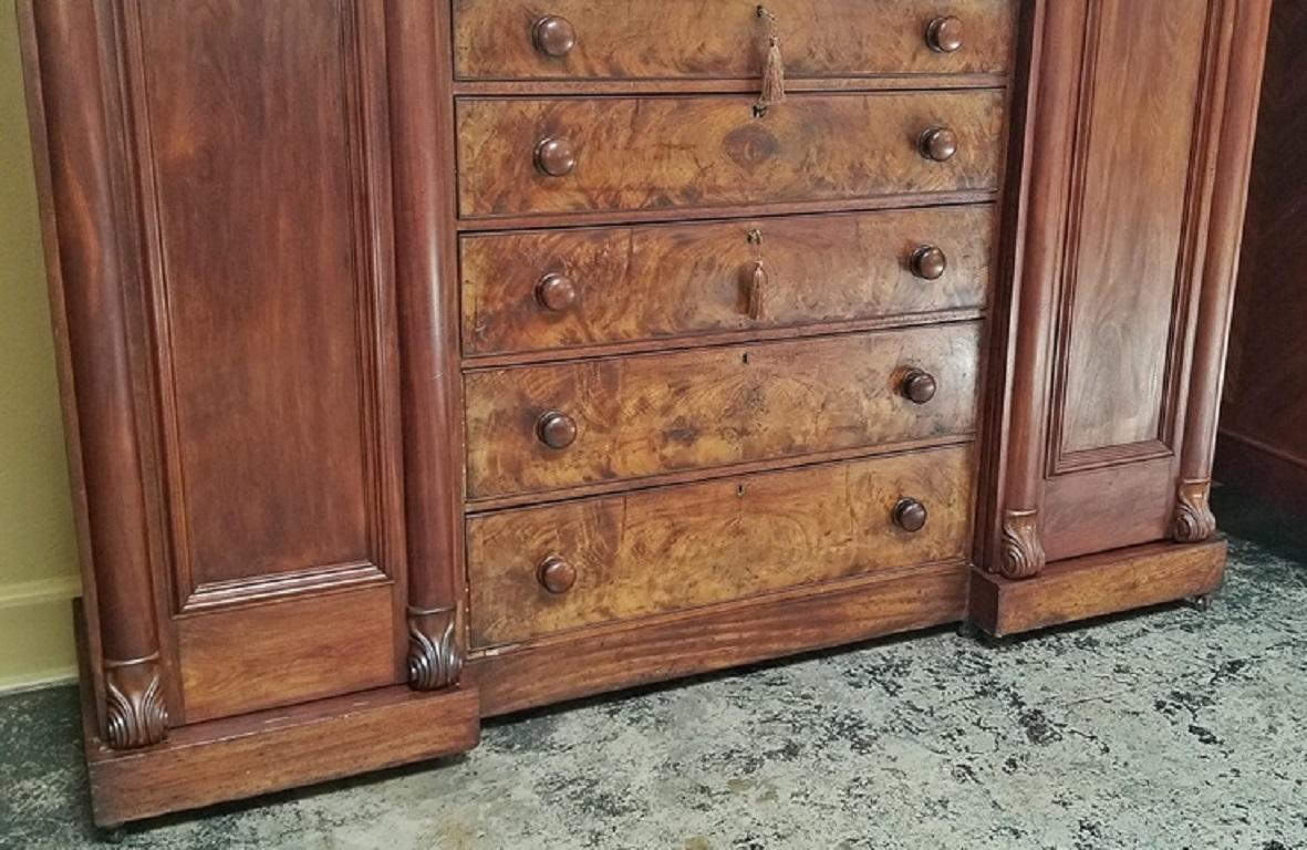 Early 19th Century British Mahogany Gothic Revival Wardrobe For Sale 1