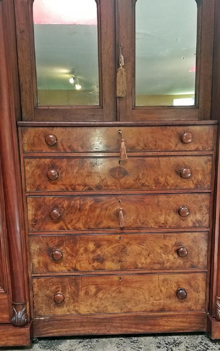 English Early 19th Century British Mahogany Gothic Revival Wardrobe For Sale