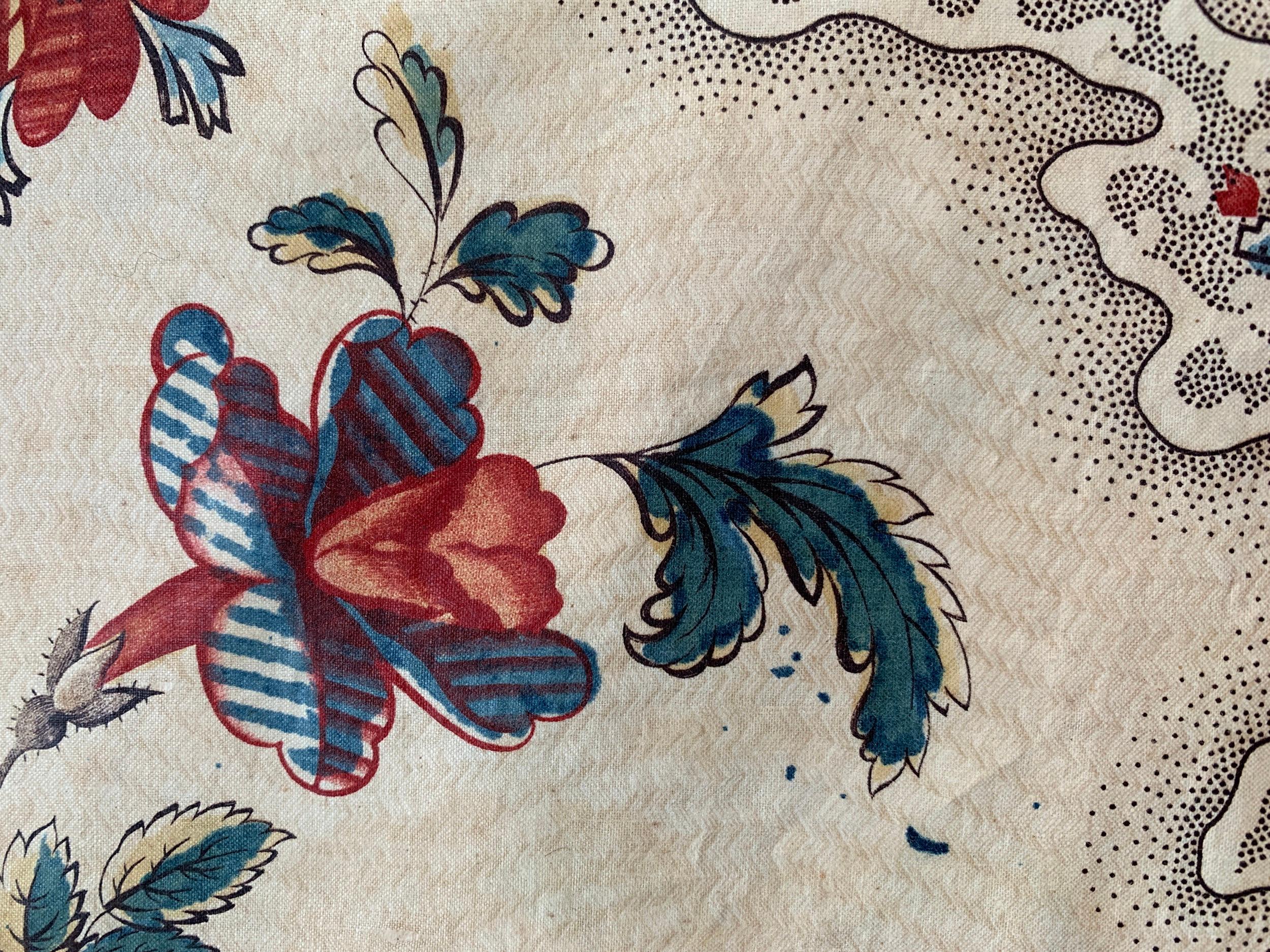 English Early 19th Century British Printed Chintz Cotton Textile For Sale