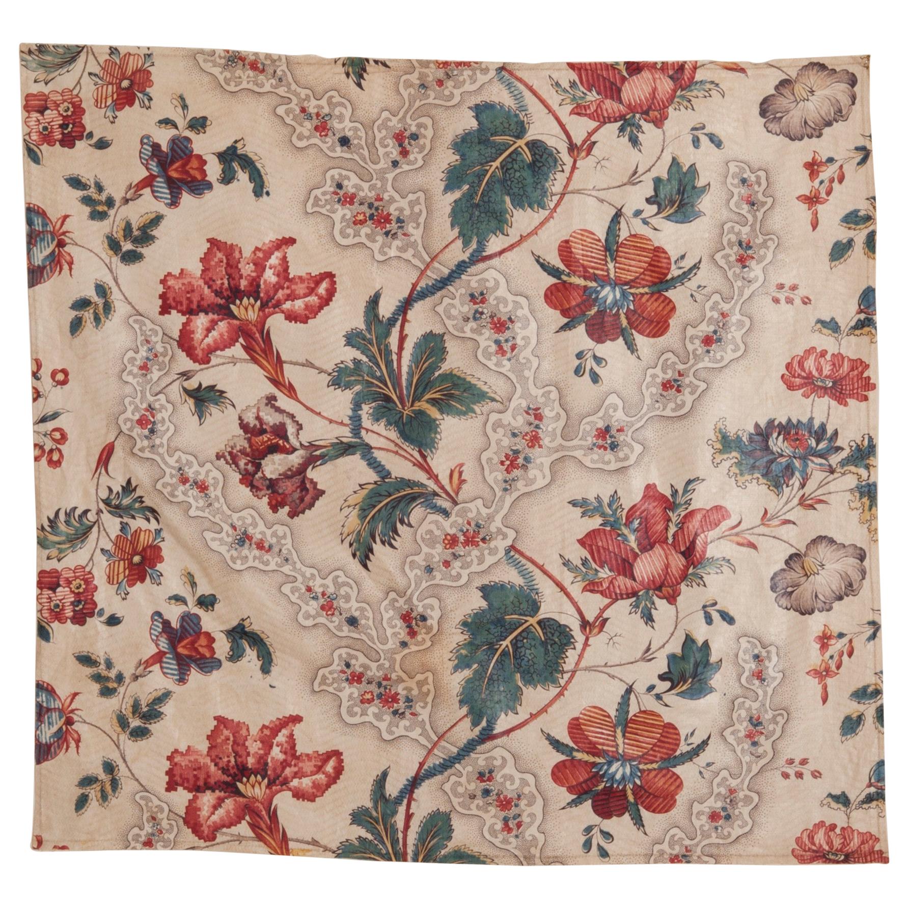 Early 19th Century British Printed Chintz Cotton Textile For Sale