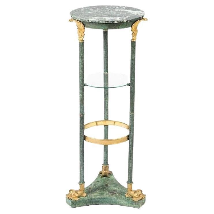 Early 19th Century Bronze and Marble Pedestal table For Sale