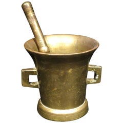 Mortière et piédestal d'apothicaire en bronze du début du 19e siècle, continental, vers 1820