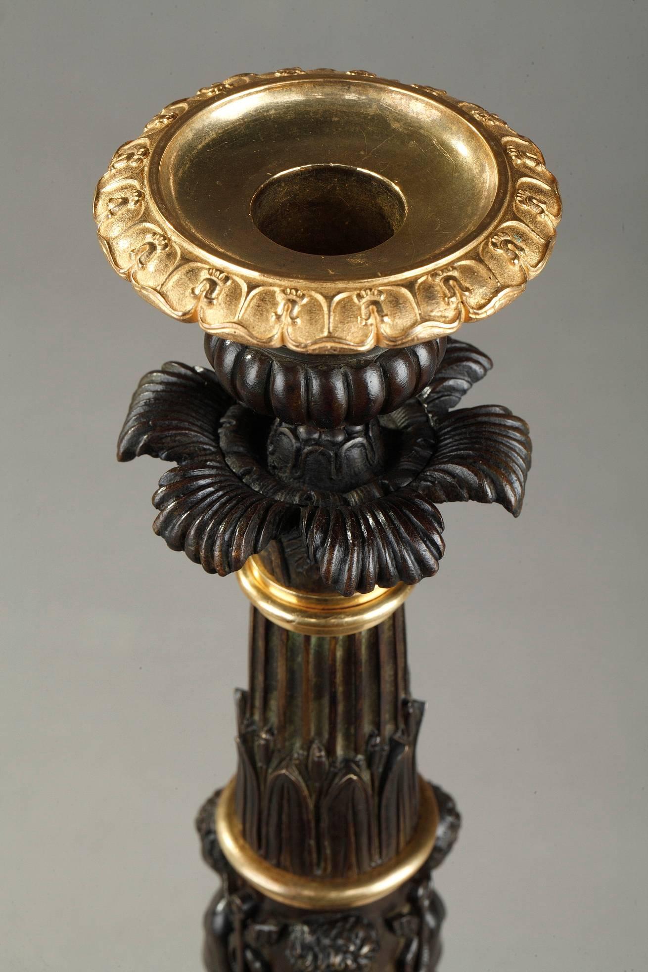 Early 19th Century Bronze Candlesticks with Dolphins 3