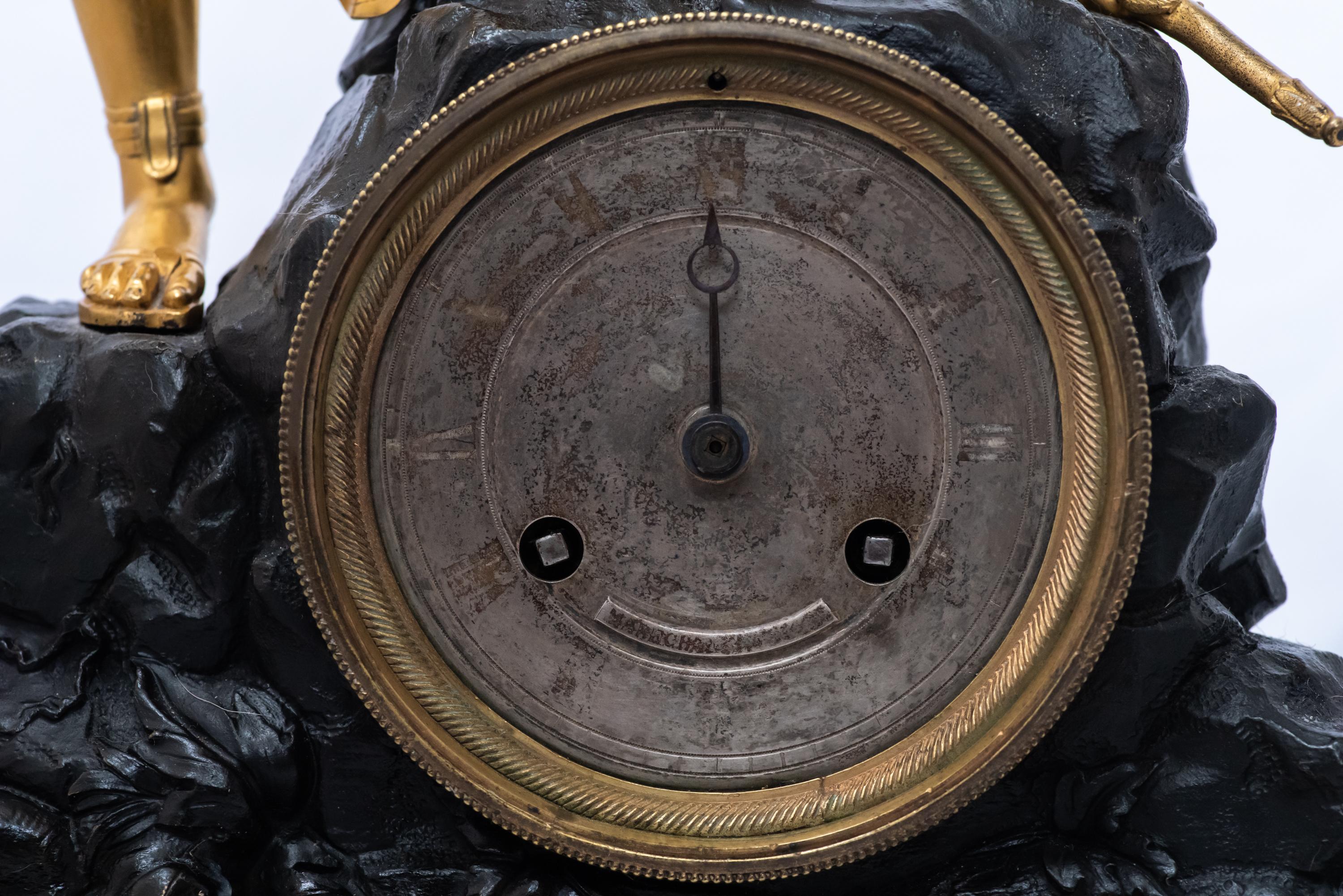 Early 19th Century Bronze Clock Representing Mercury For Sale 1