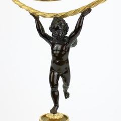 Early 19th Century Bronze Crystal Putto Table Mirror, Attr. Escalier de Cristal