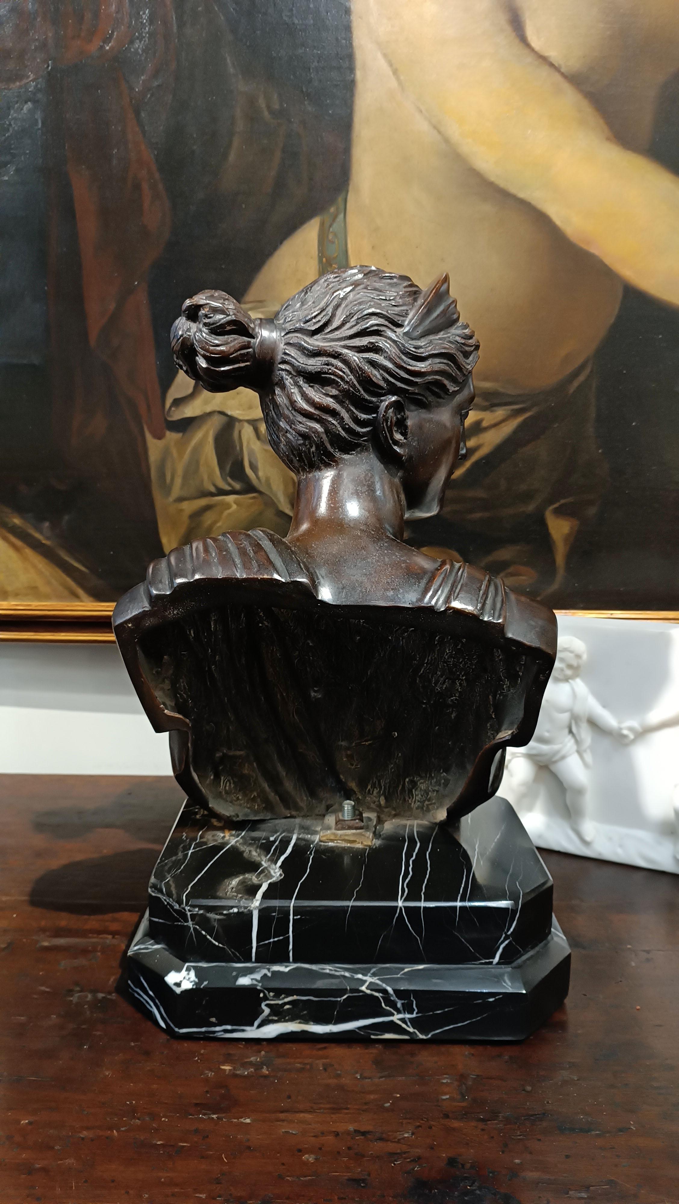 Italian EARLY 19th CENTURY BRONZE DIANA'S BUST SCULPTURE For Sale