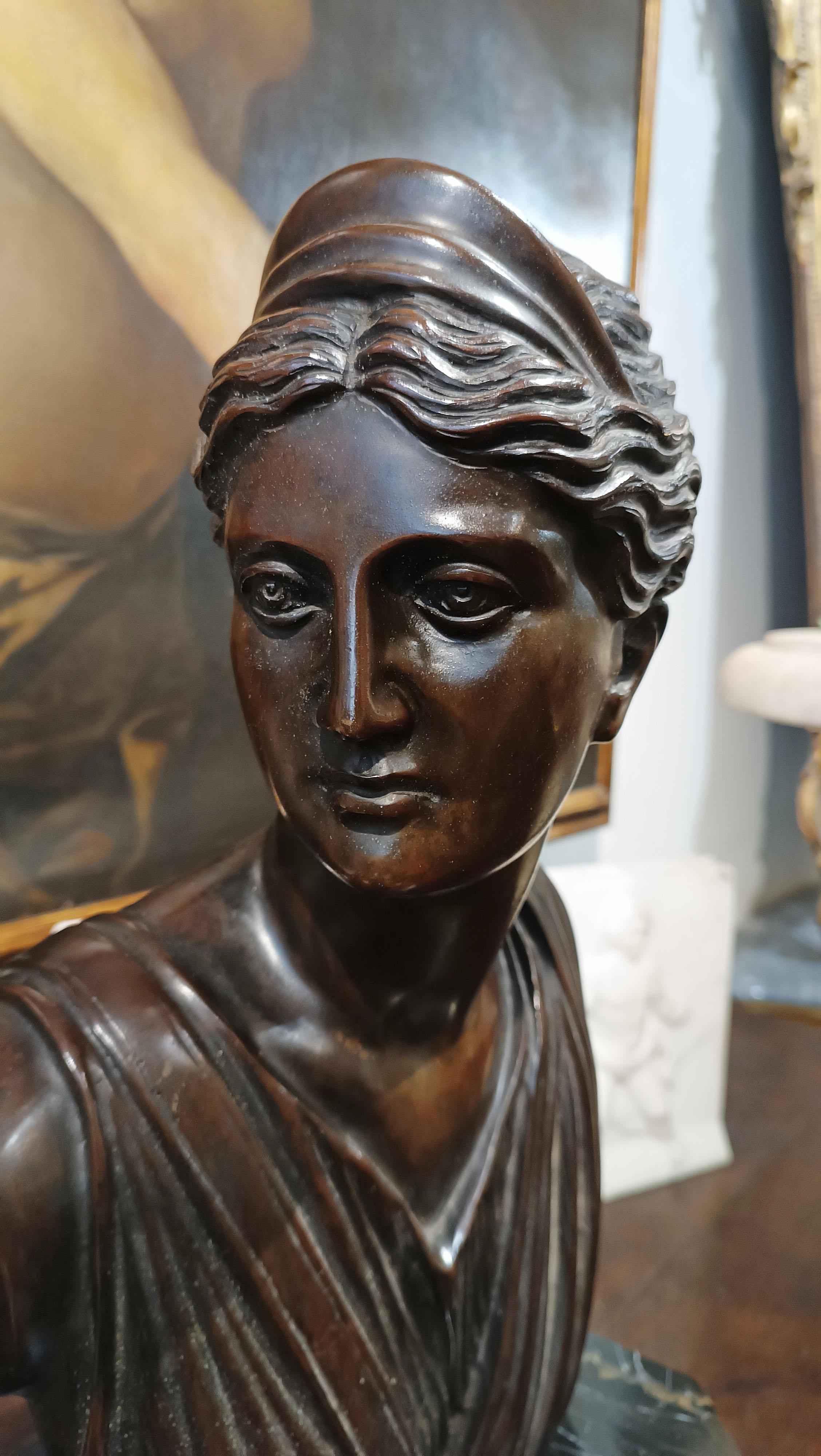 19th Century EARLY 19th CENTURY BRONZE DIANA'S BUST SCULPTURE For Sale