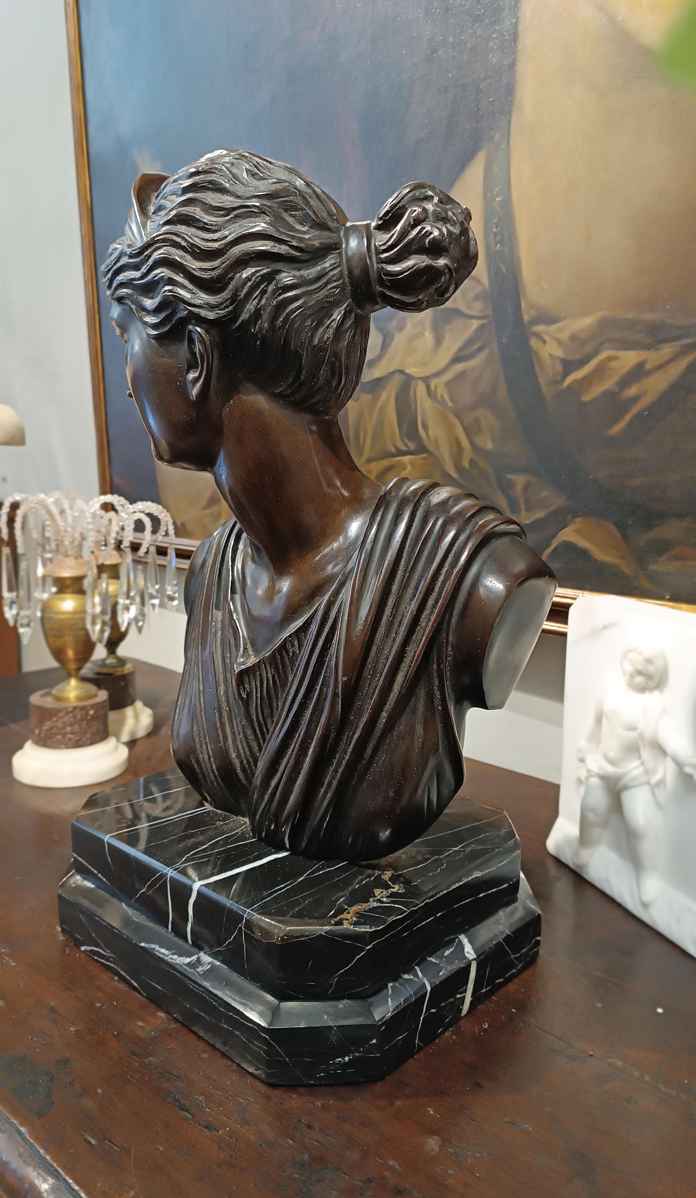 Bronze EARLY 19th CENTURY BRONZE DIANA'S BUST SCULPTURE For Sale
