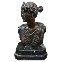 Antique EARLY 19th CENTURY BRONZE DIANA'S BUST SCULPTURE