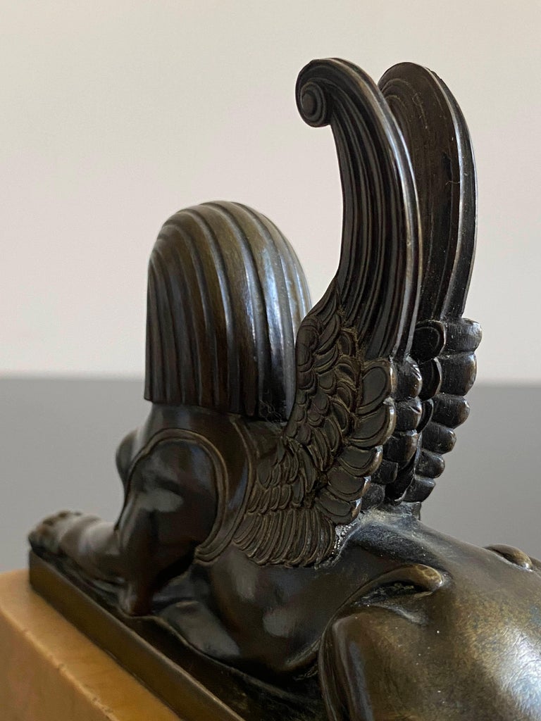Early 19th Century Bronze Sphinx on Original Sienna Marble Base, circa ...