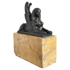 Early 19th Century Bronze Sphinx on Original Sienna Marble Base, circa 1820