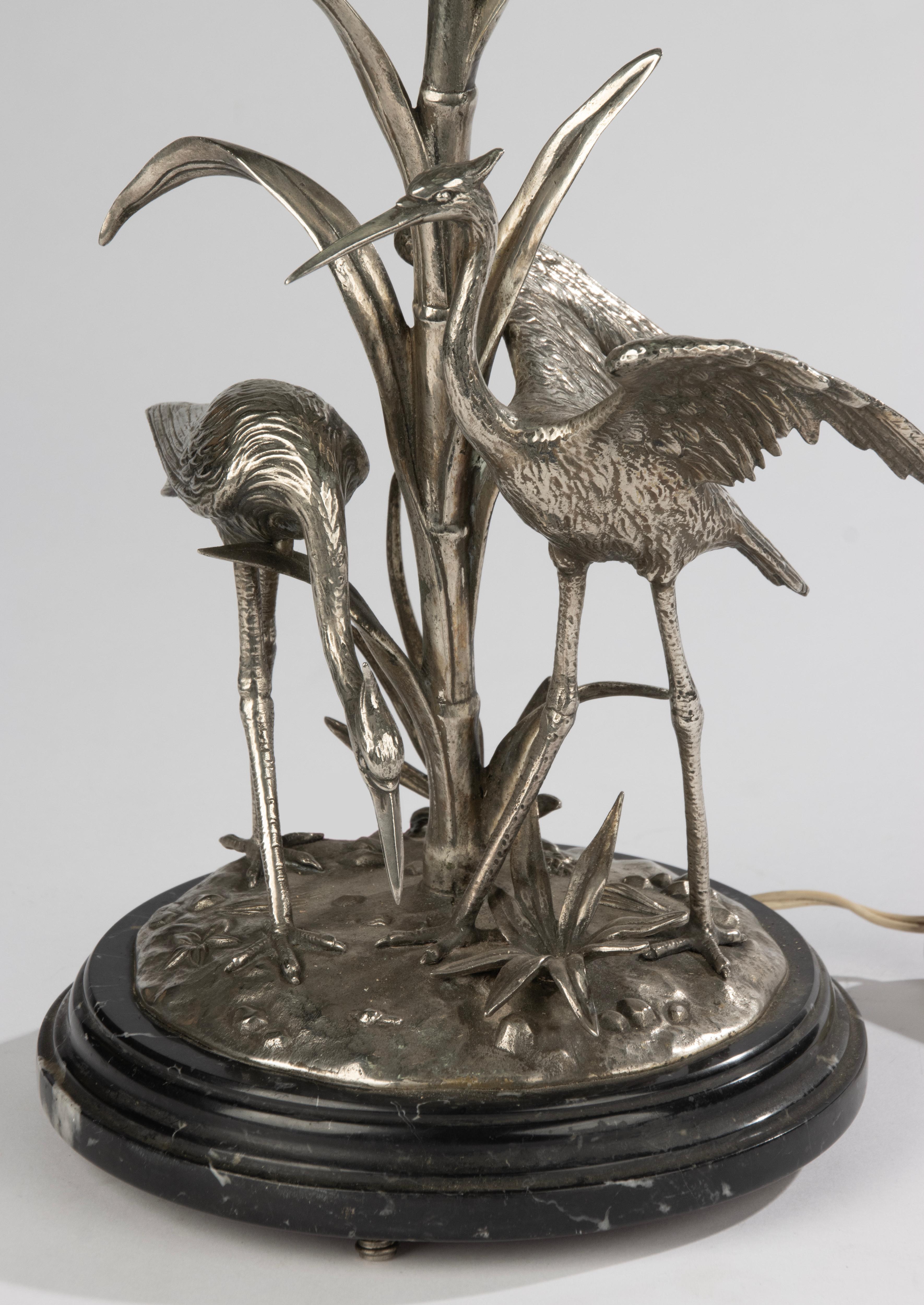 Lámpara de mesa de bronce de principios del siglo XIX - Firmada G. Figudo Chapado en plata en venta