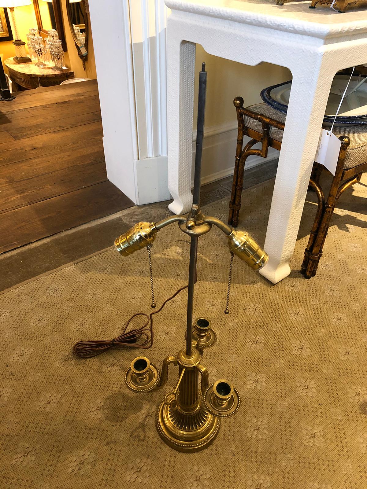 Early 19th Century Bronze Three-Arm Bouillotte Lamp, No Shade For Sale 8