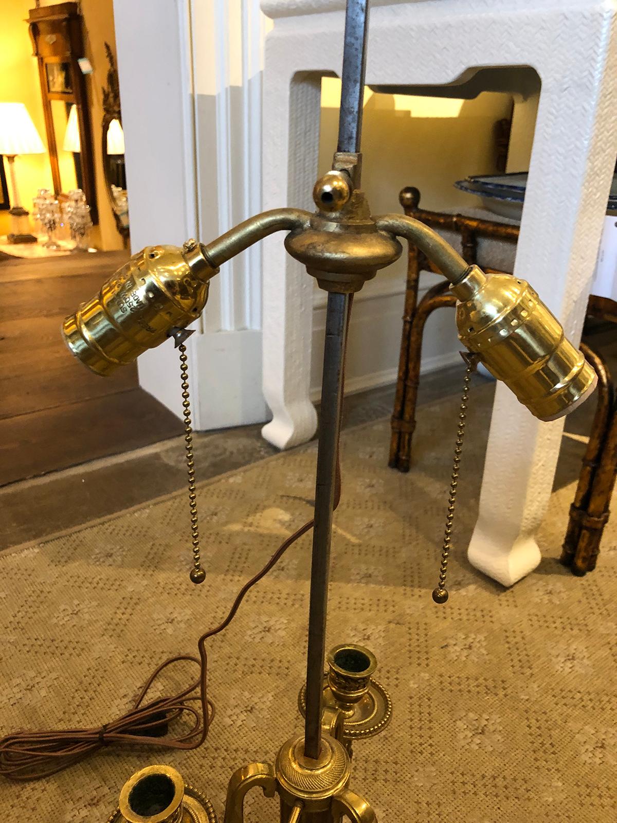 Early 19th Century Bronze Three-Arm Bouillotte Lamp, No Shade For Sale 9