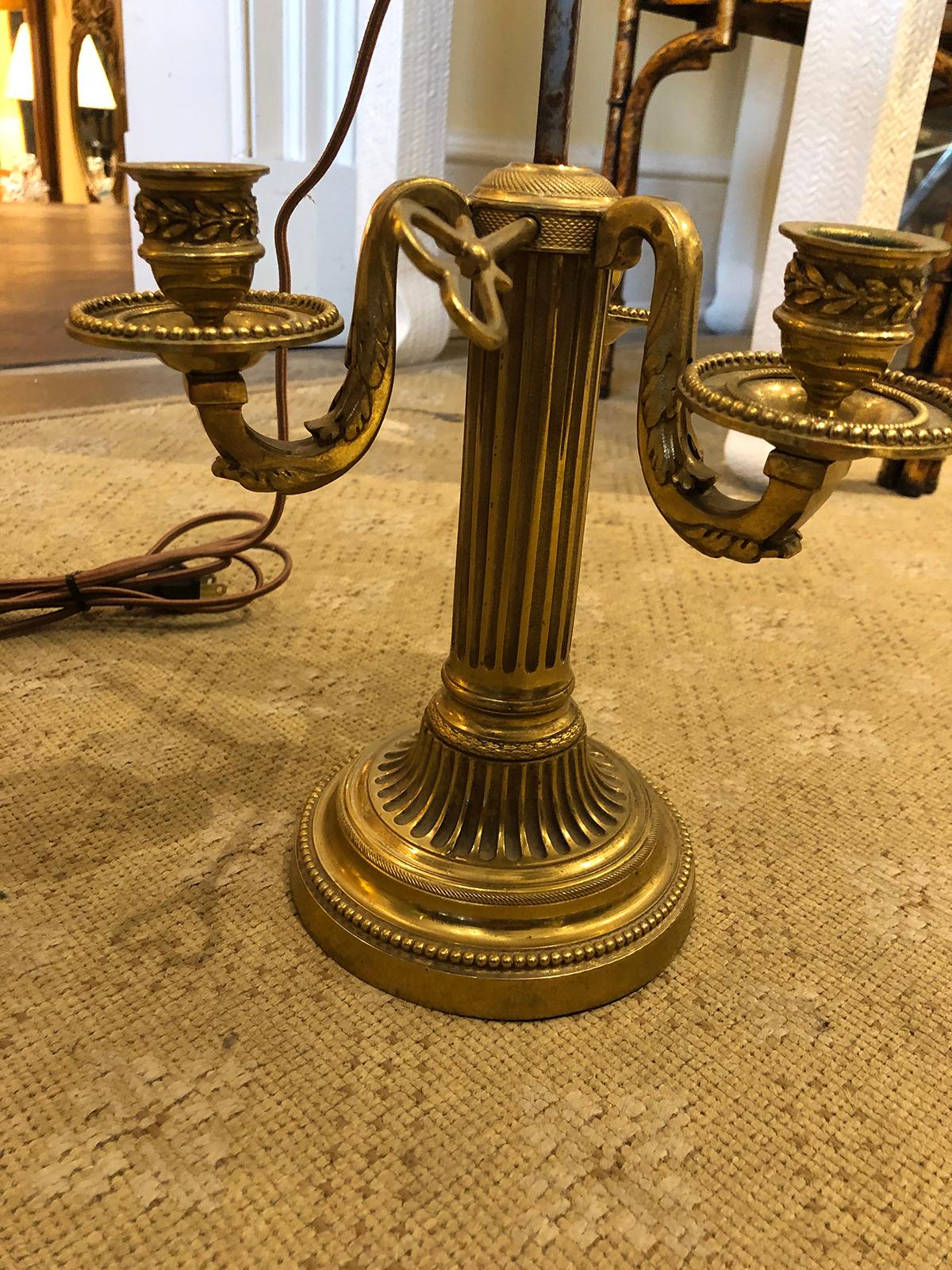 Early 19th Century Bronze Three-Arm Bouillotte Lamp, No Shade For Sale 2