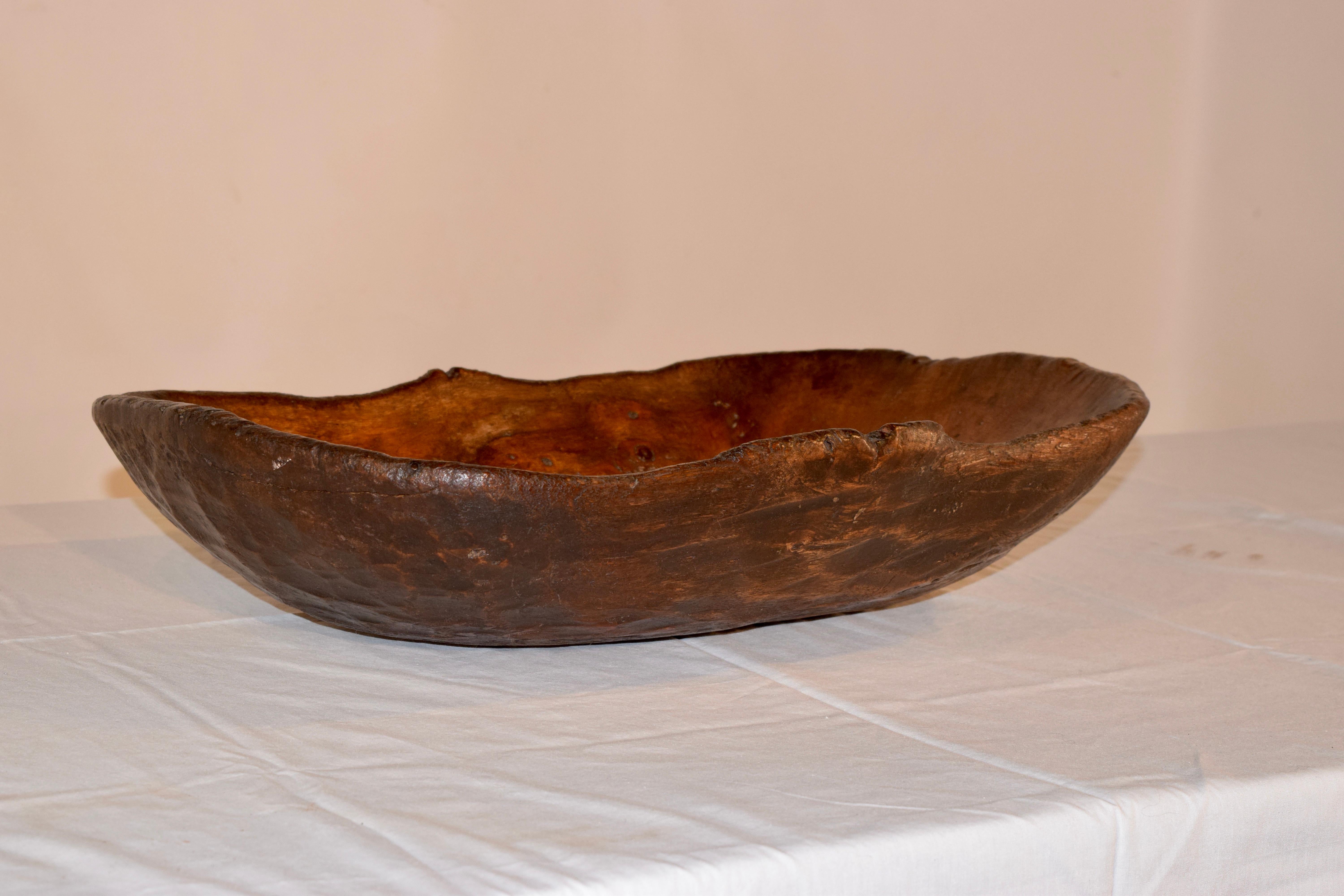 Early 19th century hand hewn bowl of burl walnut from France. Lovely large size and shape.