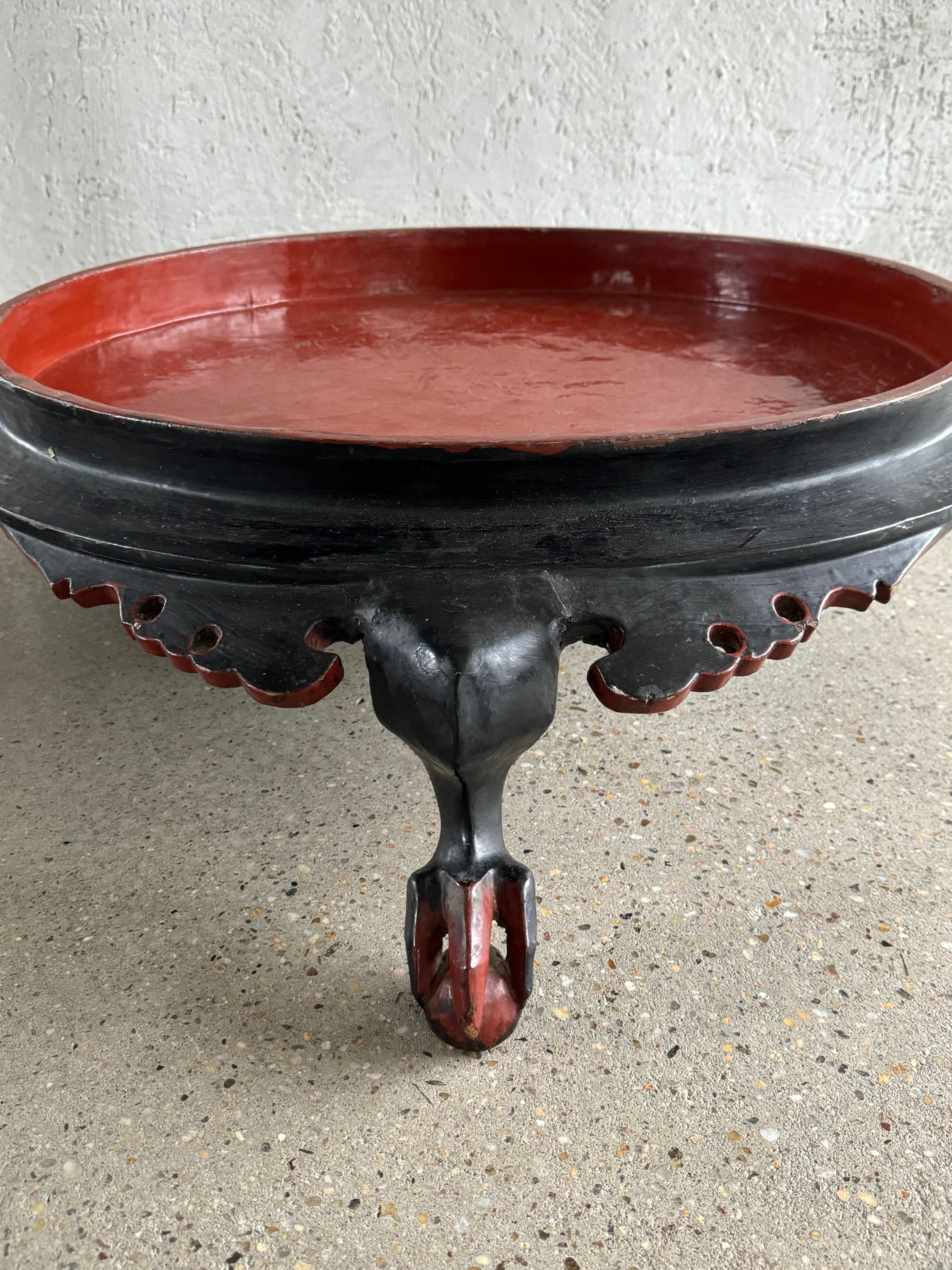 Asian Early 19th Century Burmese Lacquered Offering Tray For Sale