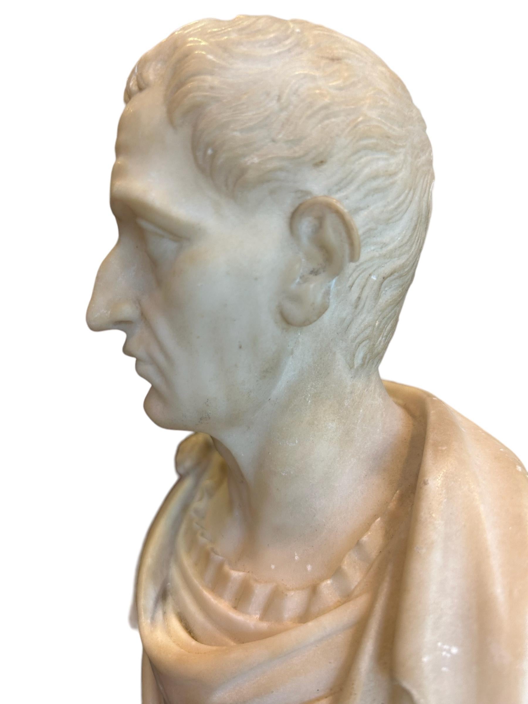 Büste des römischen Kaisers Julius Caesar aus Alabaster aus dem frühen 19. Jahrhundert  im Angebot 5