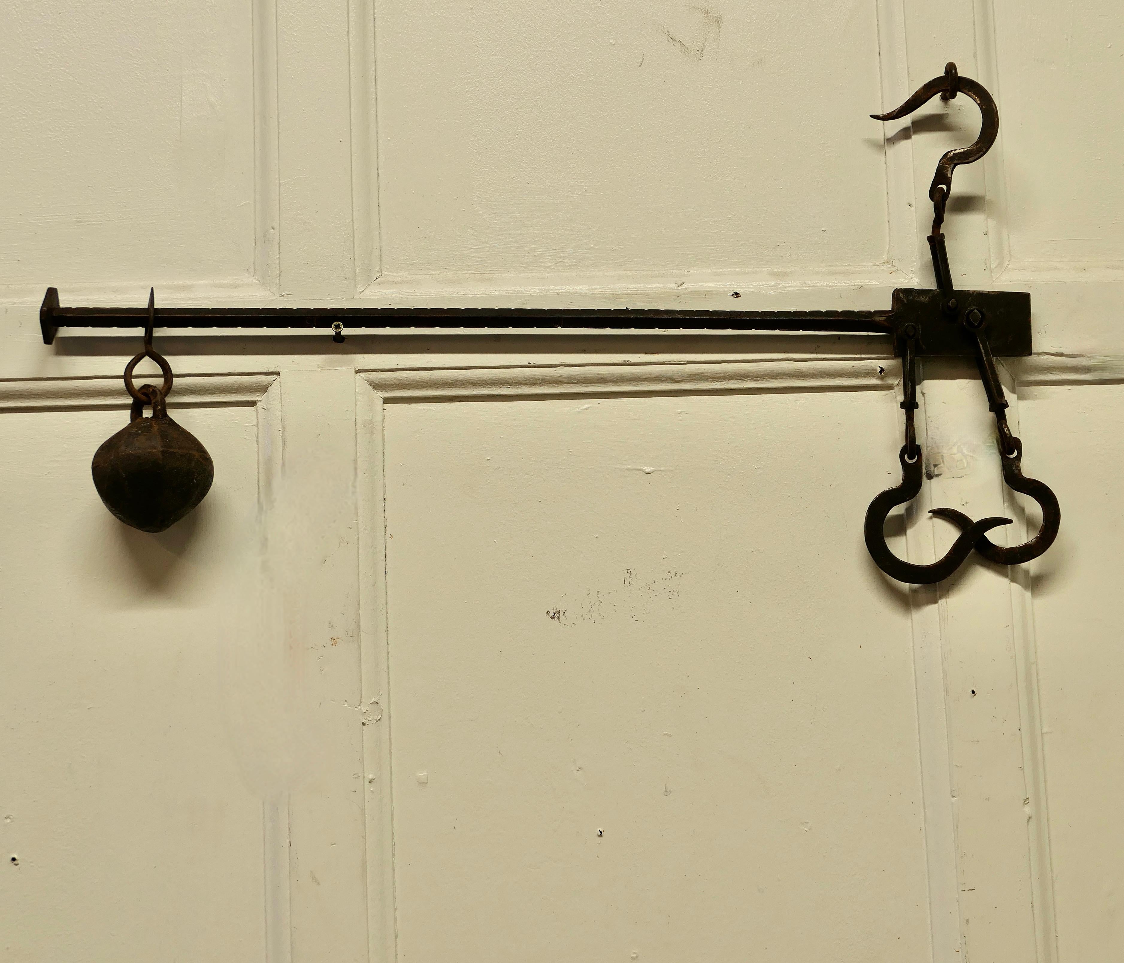 Georgian Early 19th Century Butchers Steelyard for Weighing Scale For Sale