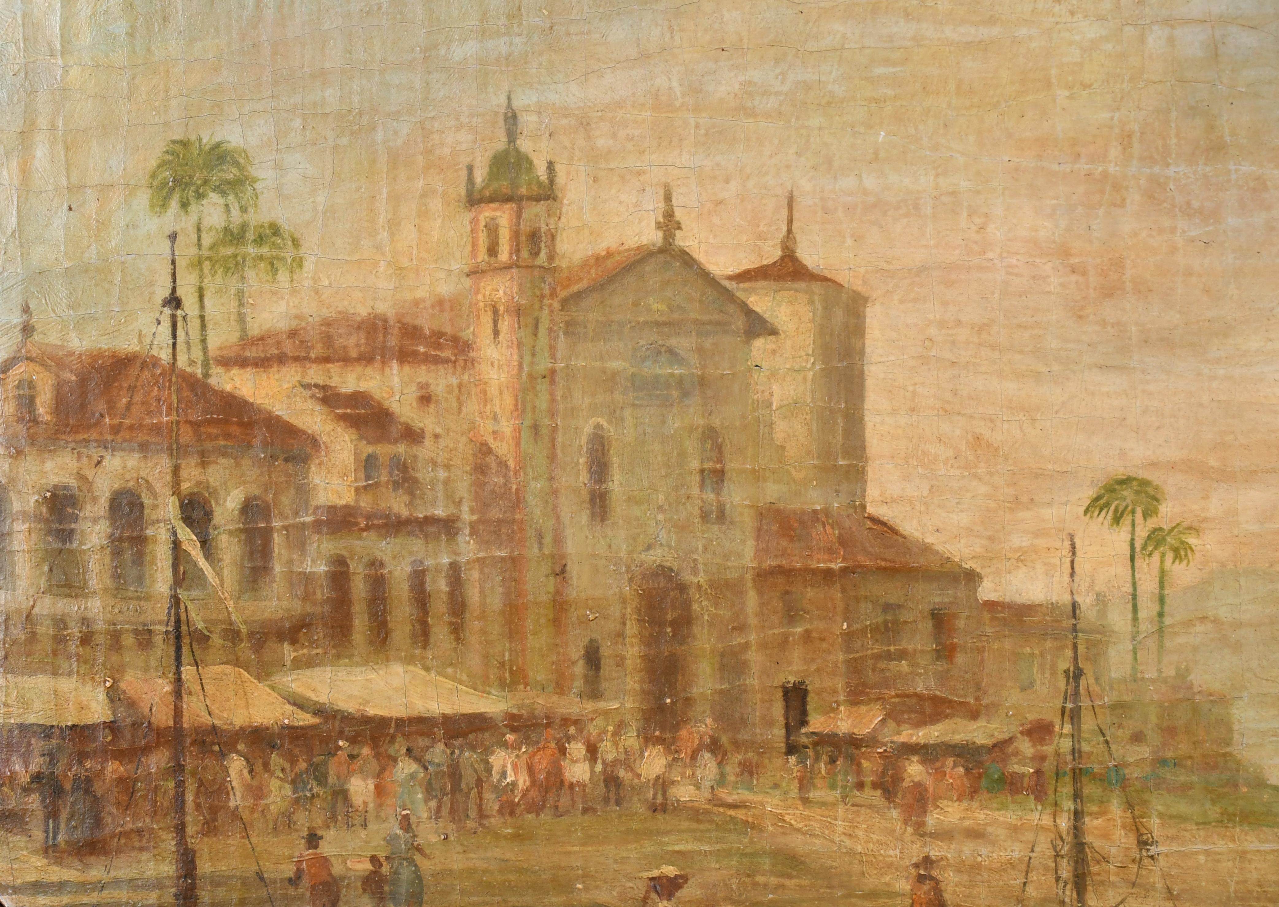 Spanish Colonial Early 19th century Capriccio Brazil School Painting For Sale