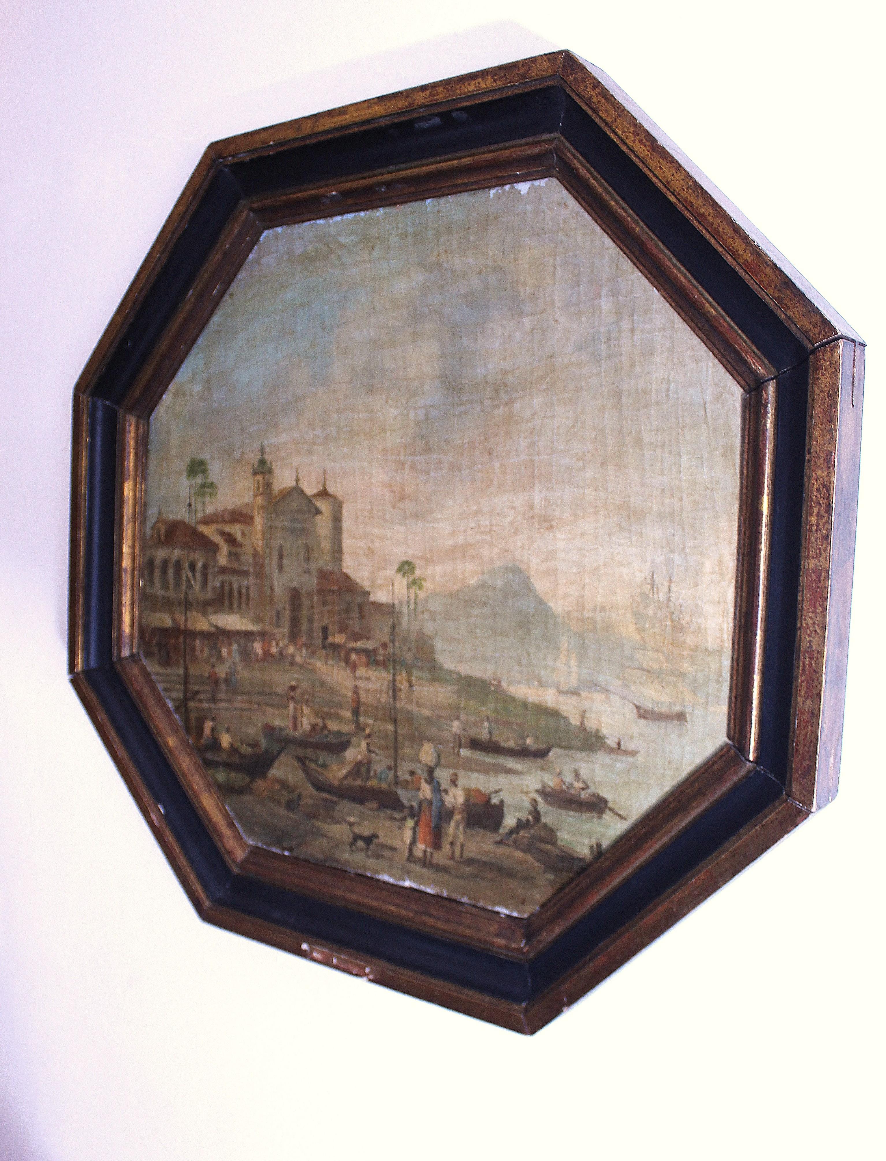 Hand-Painted Early 19th century Capriccio Brazil School Painting For Sale