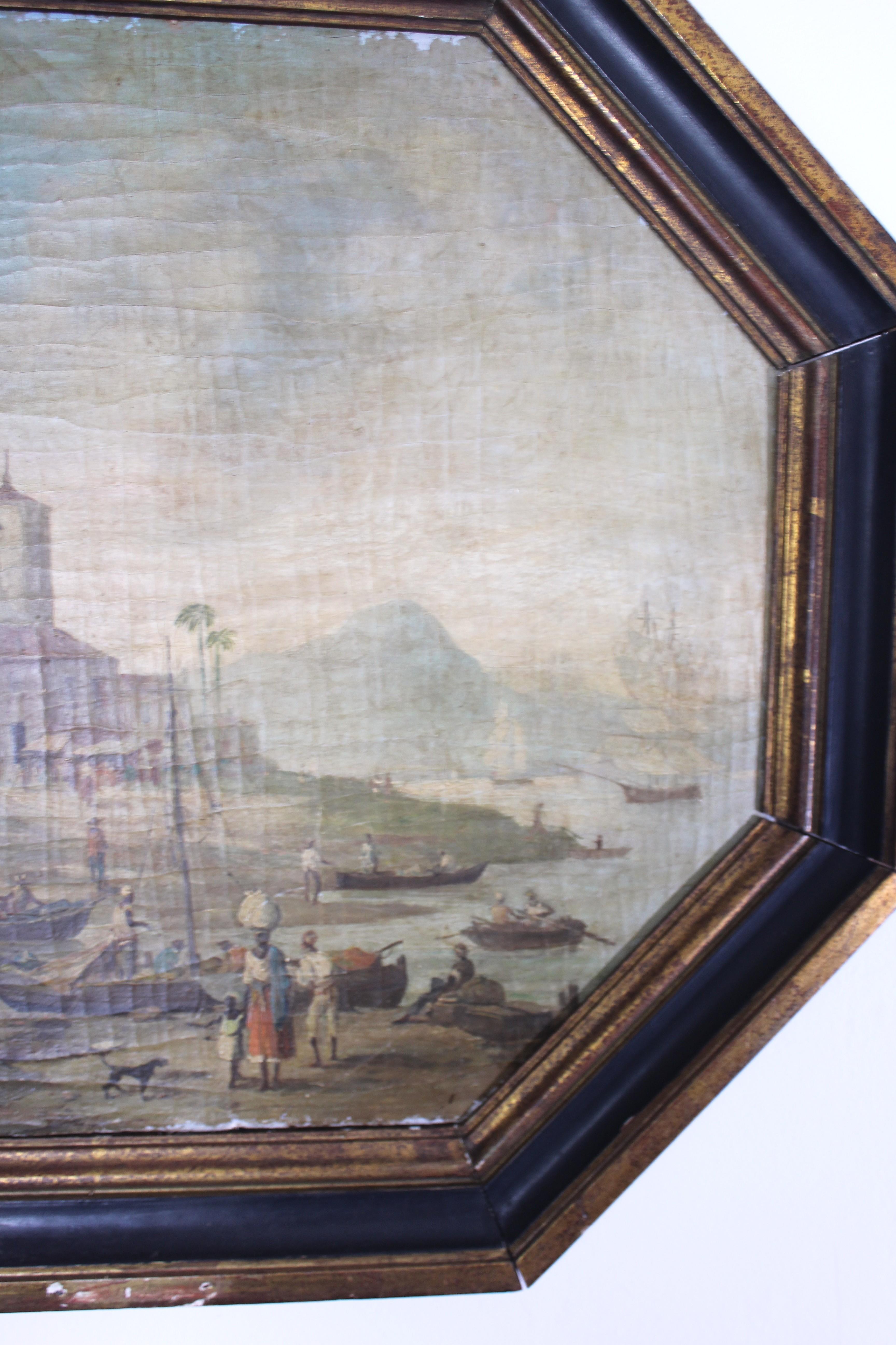 Canvas Early 19th century Capriccio Brazil School Painting For Sale