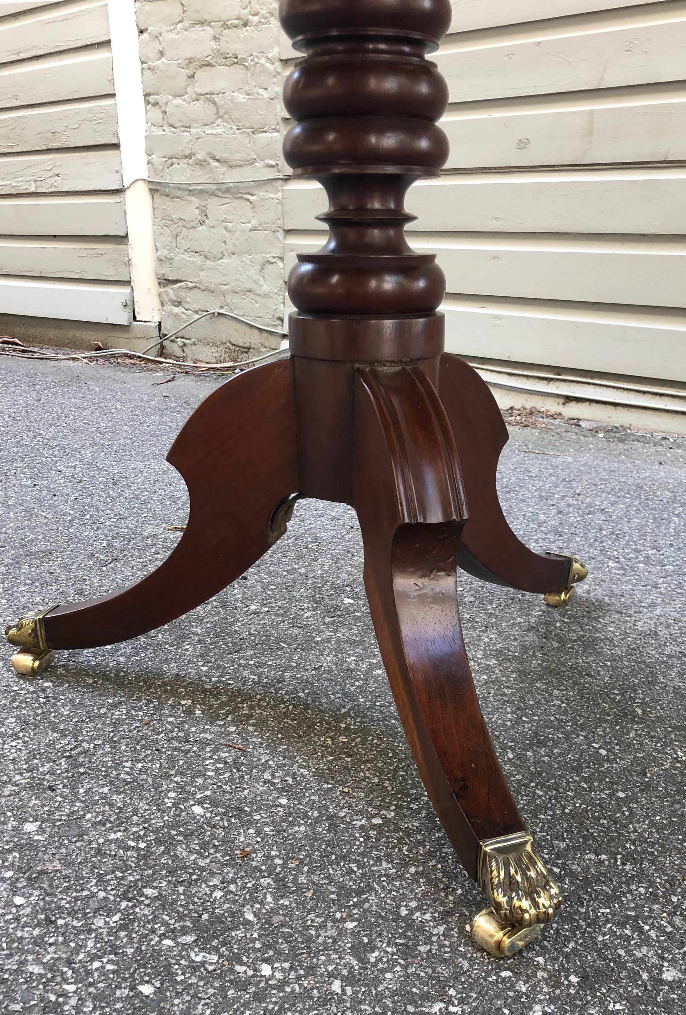 Brass Early 19th Century Caribbean Mahogany Tilt-Top  Breakfast Center Table  For Sale