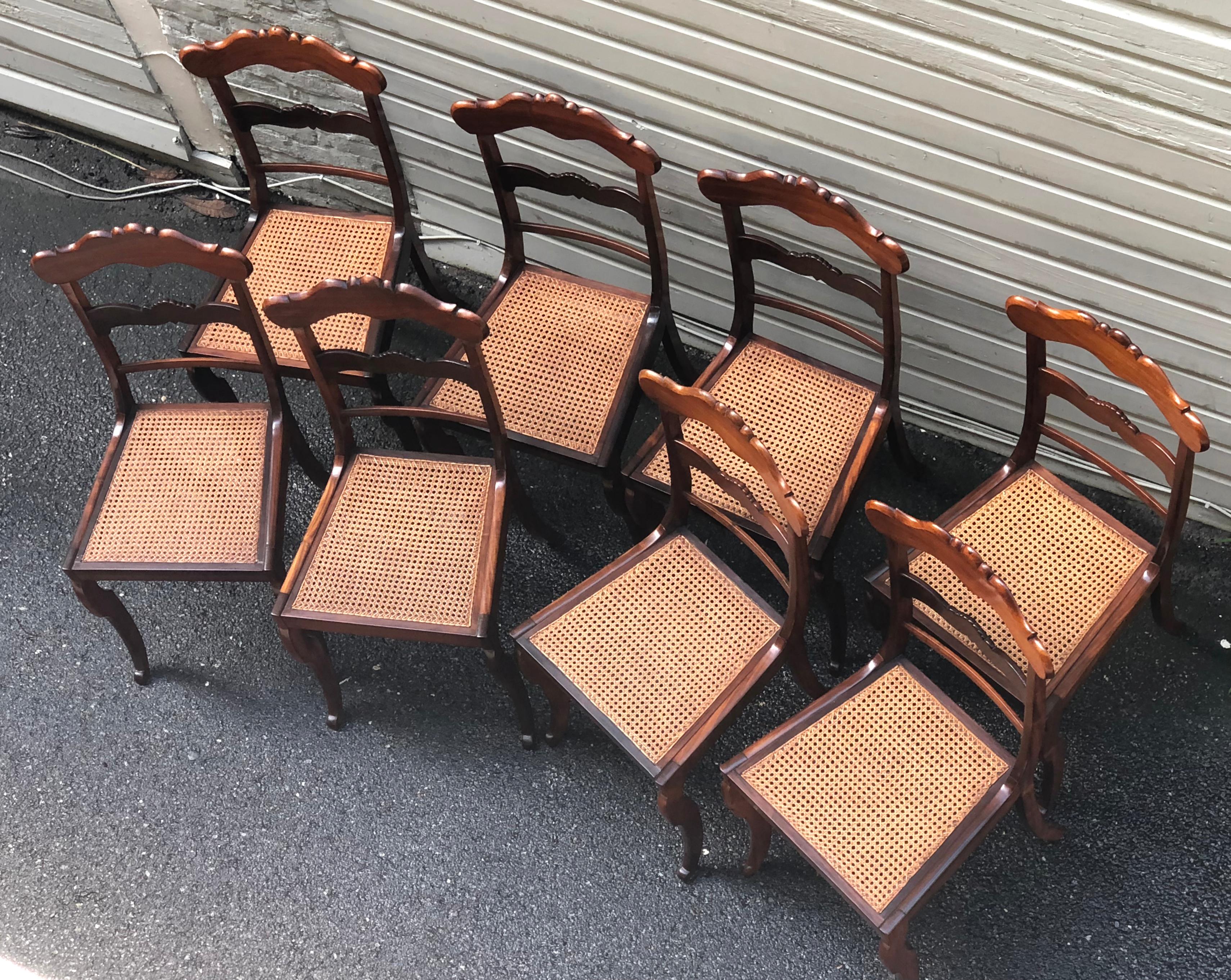 Early 19th Century Caribbean Regency Rosewood or Set of Eight Dining Chairs In Excellent Condition In Charleston, SC