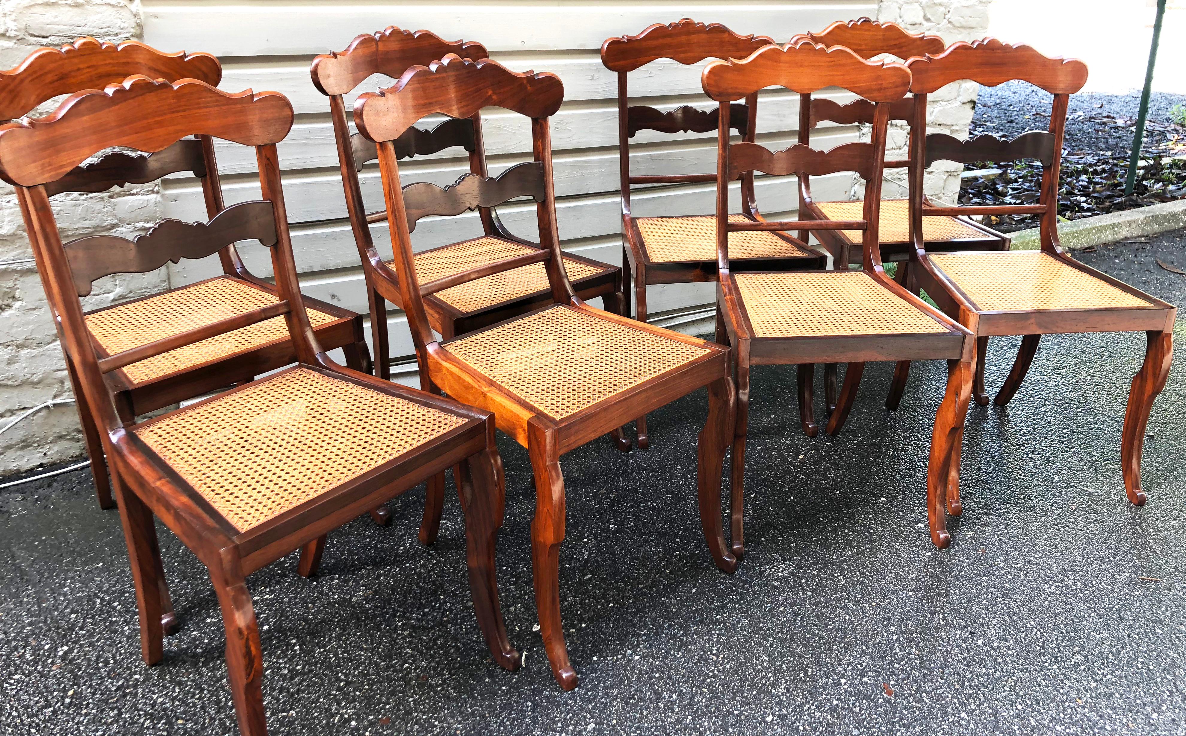 Cane Early 19th Century Caribbean Regency Rosewood or Set of Eight Dining Chairs