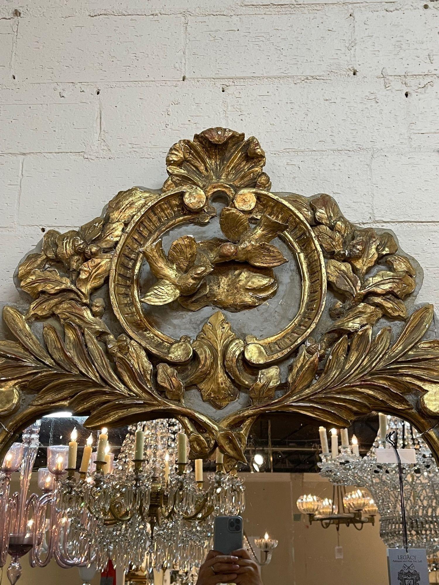 Early 19th Century Carved and Giltwood Mirror In Good Condition For Sale In Dallas, TX