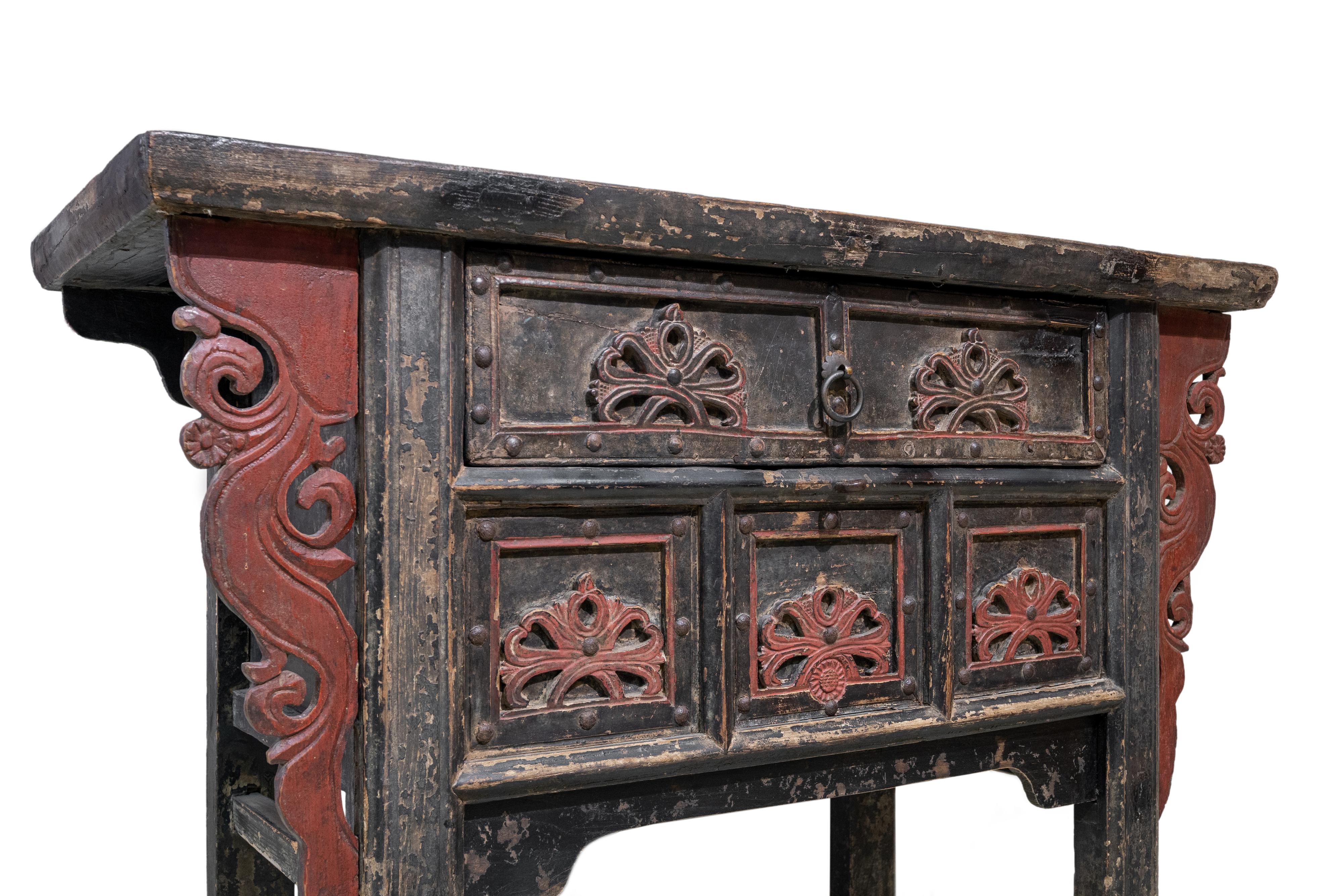 Chinese Early 19th Century Carved Coffer Table from Shanxi, China
