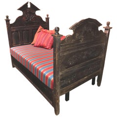 Antique Early 19th Century Carved Guatemalan Daybed