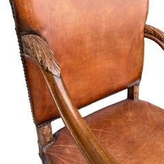Early 19th Century Carved Leather Armchair