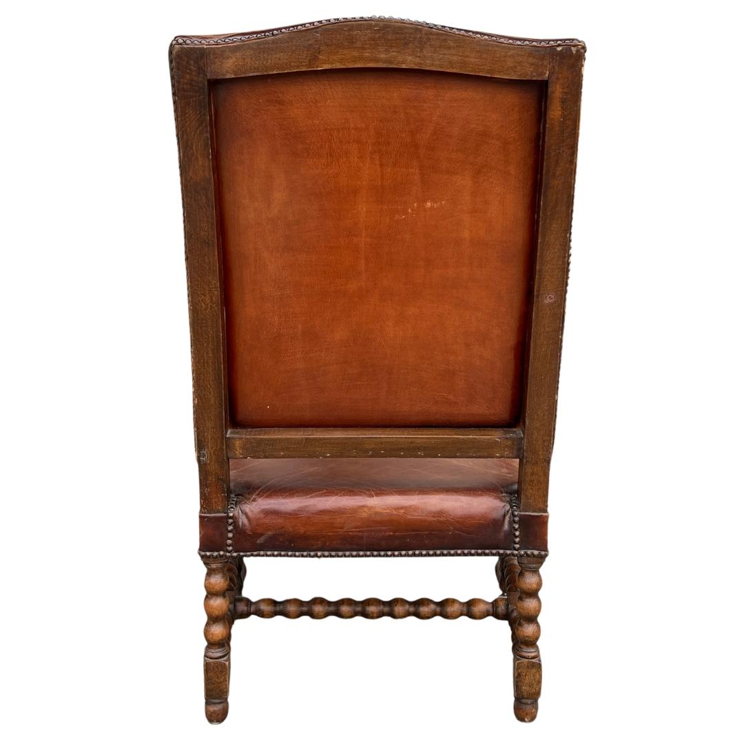 Hand-Carved Early 19th Century Carved Leather Armchair For Sale