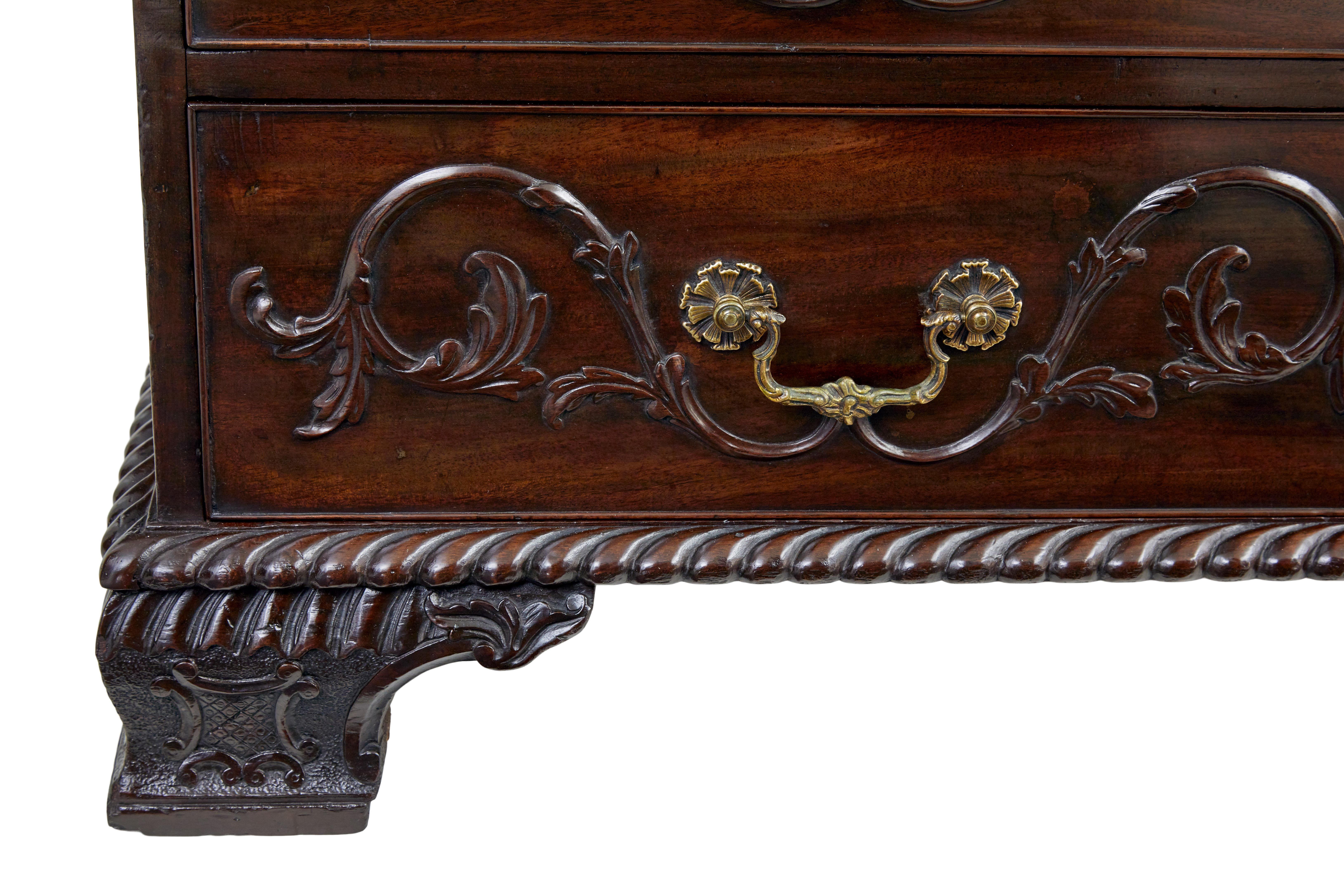 Early 19th century carved mahogany bureau bookcase For Sale 3