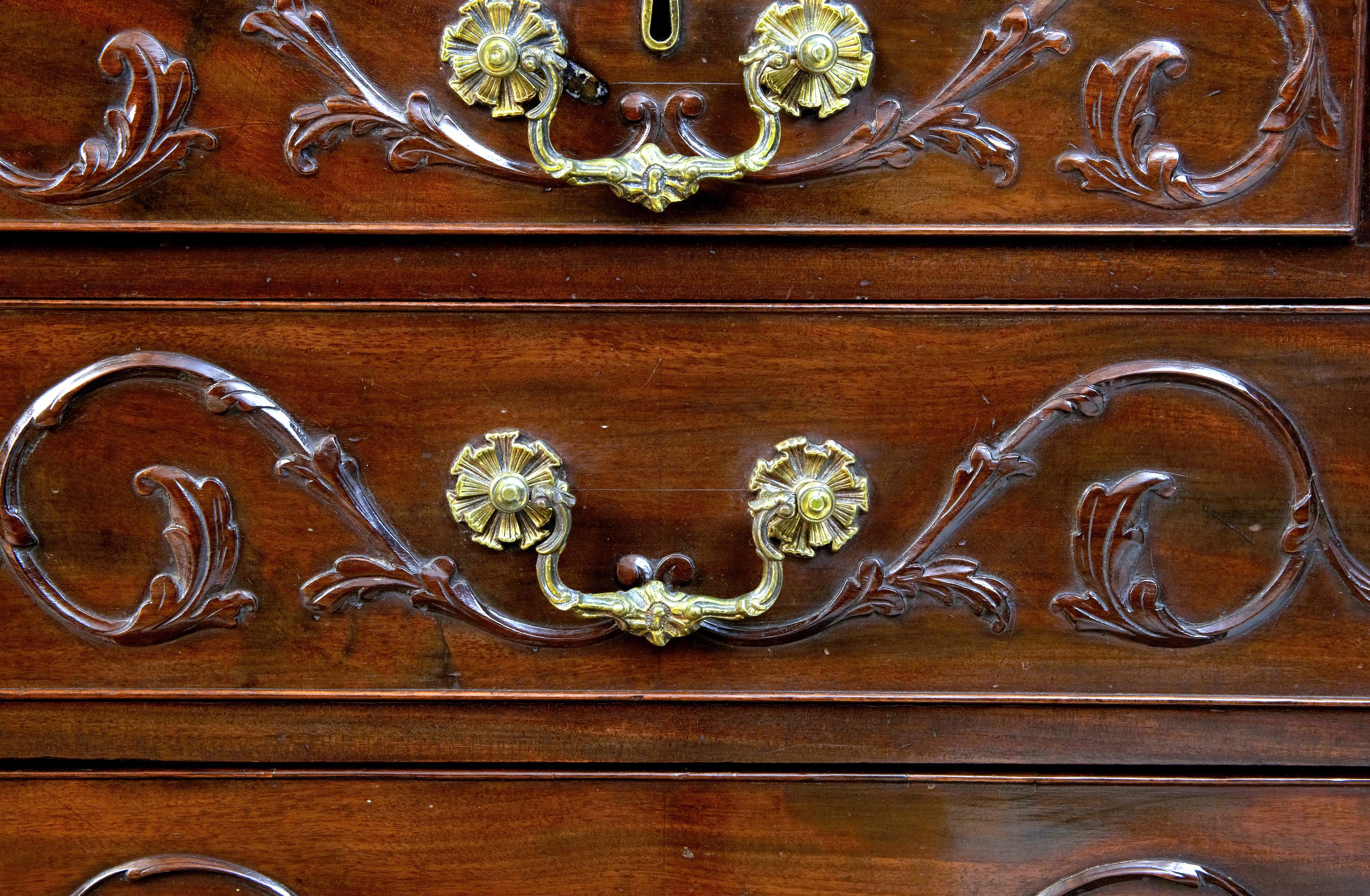 Early 19th Century Carved Mahogany Bureau Bookcase 3