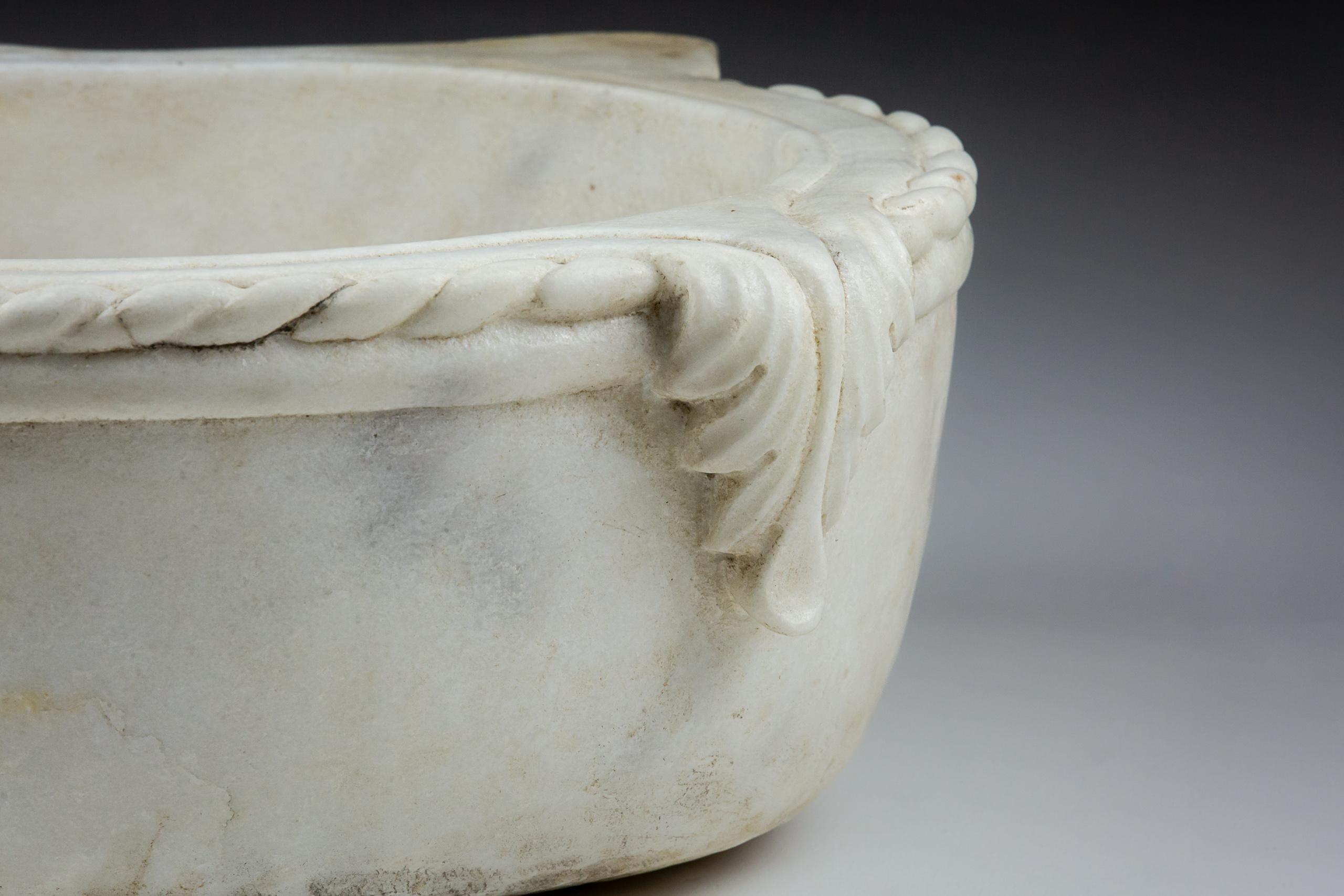 Hand-Carved Early 19th Century Carved Marble Sink or Font