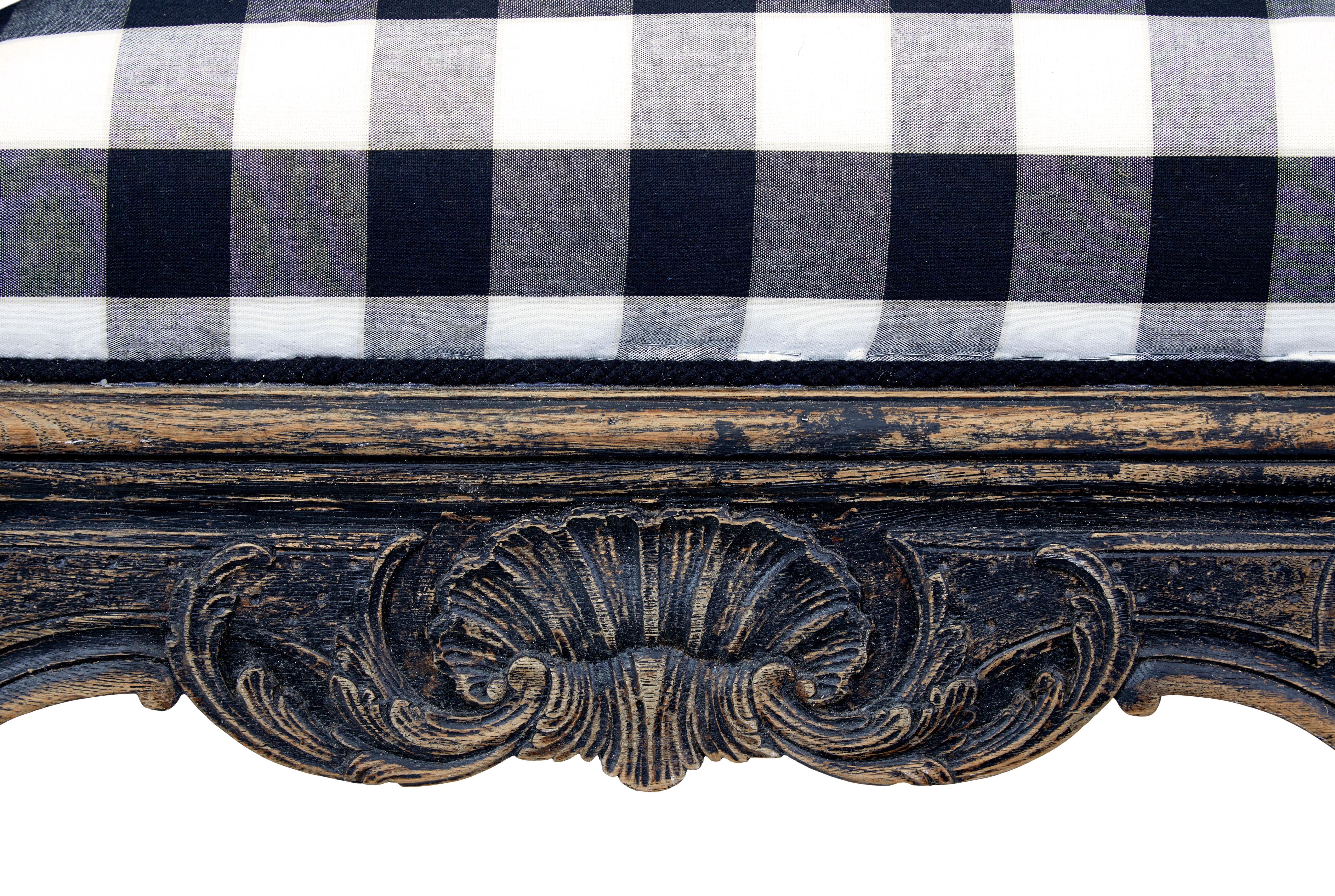 Early 19th century carved oak Swedish painted sofa 4