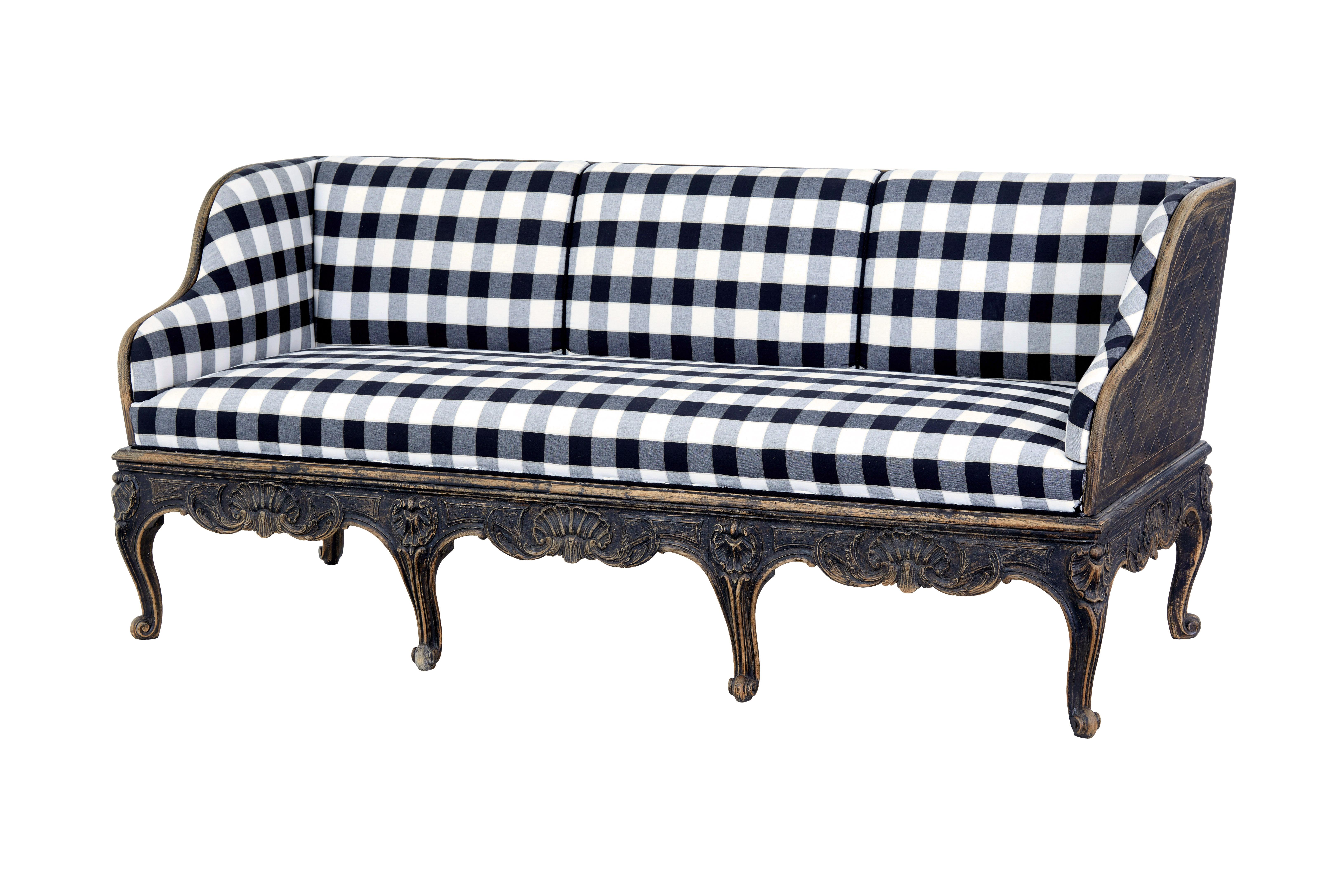 Gustavian Early 19th century carved oak Swedish painted sofa