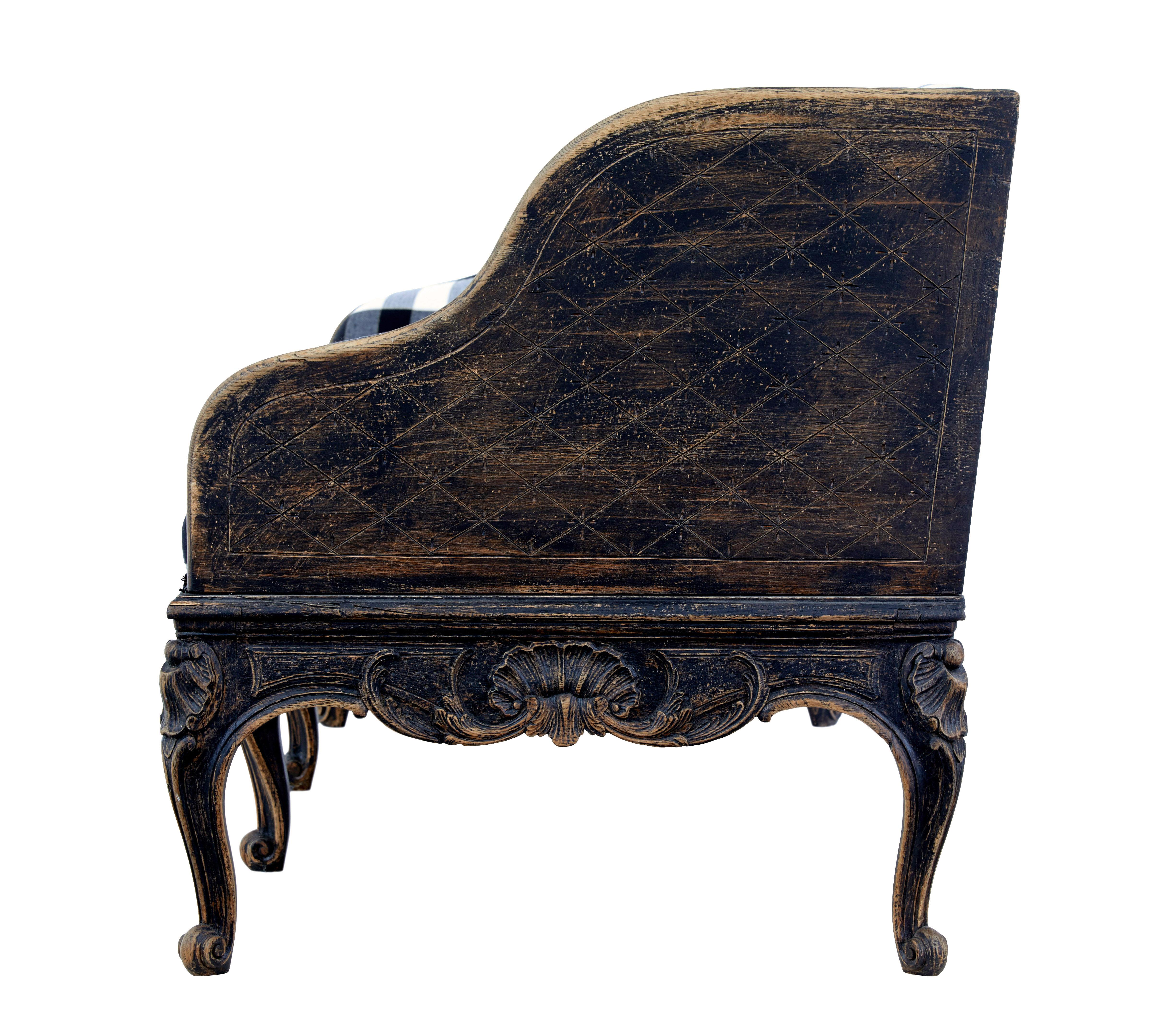 Hand-Carved Early 19th century carved oak Swedish painted sofa