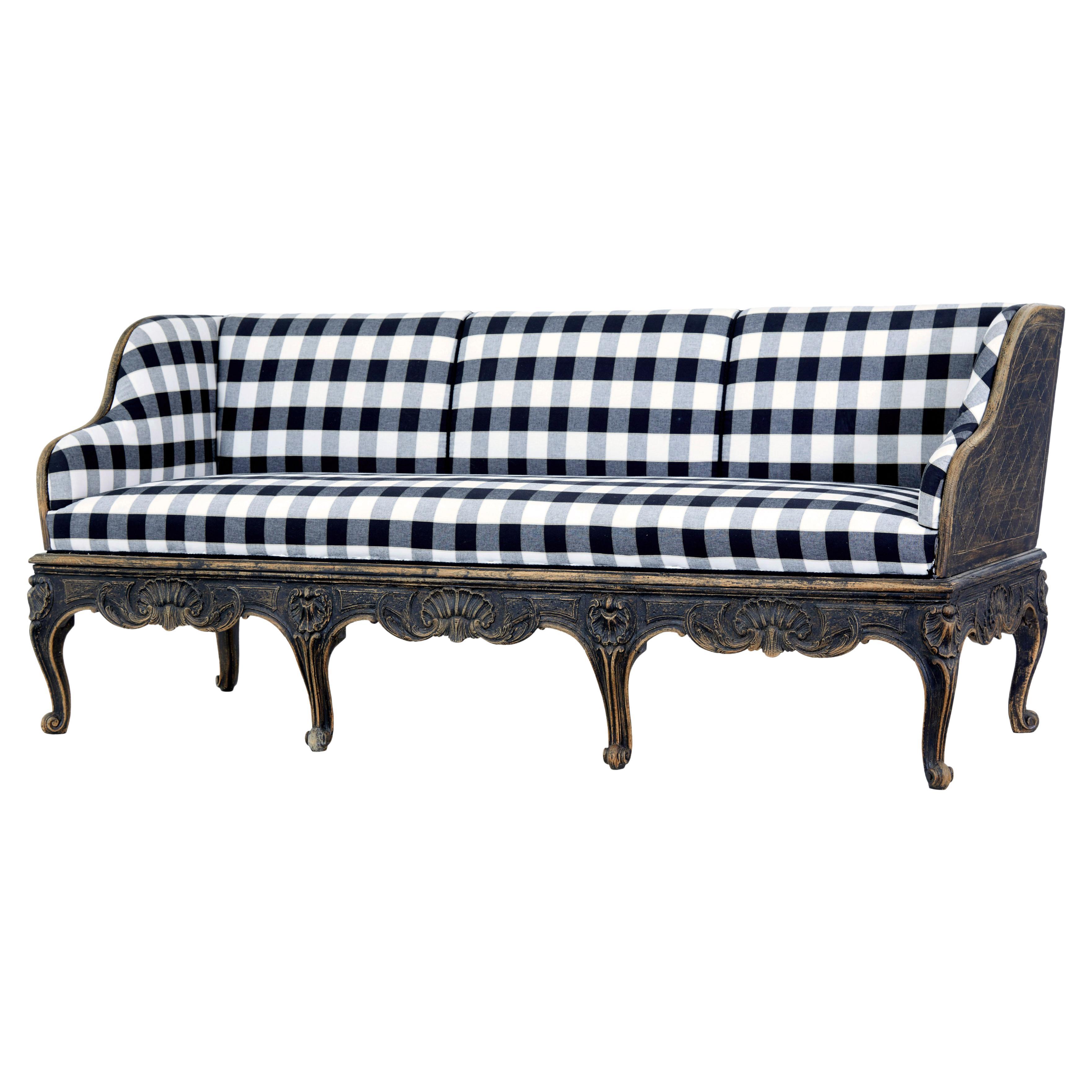 Early 19th century carved oak Swedish painted sofa For Sale at 1stDibs