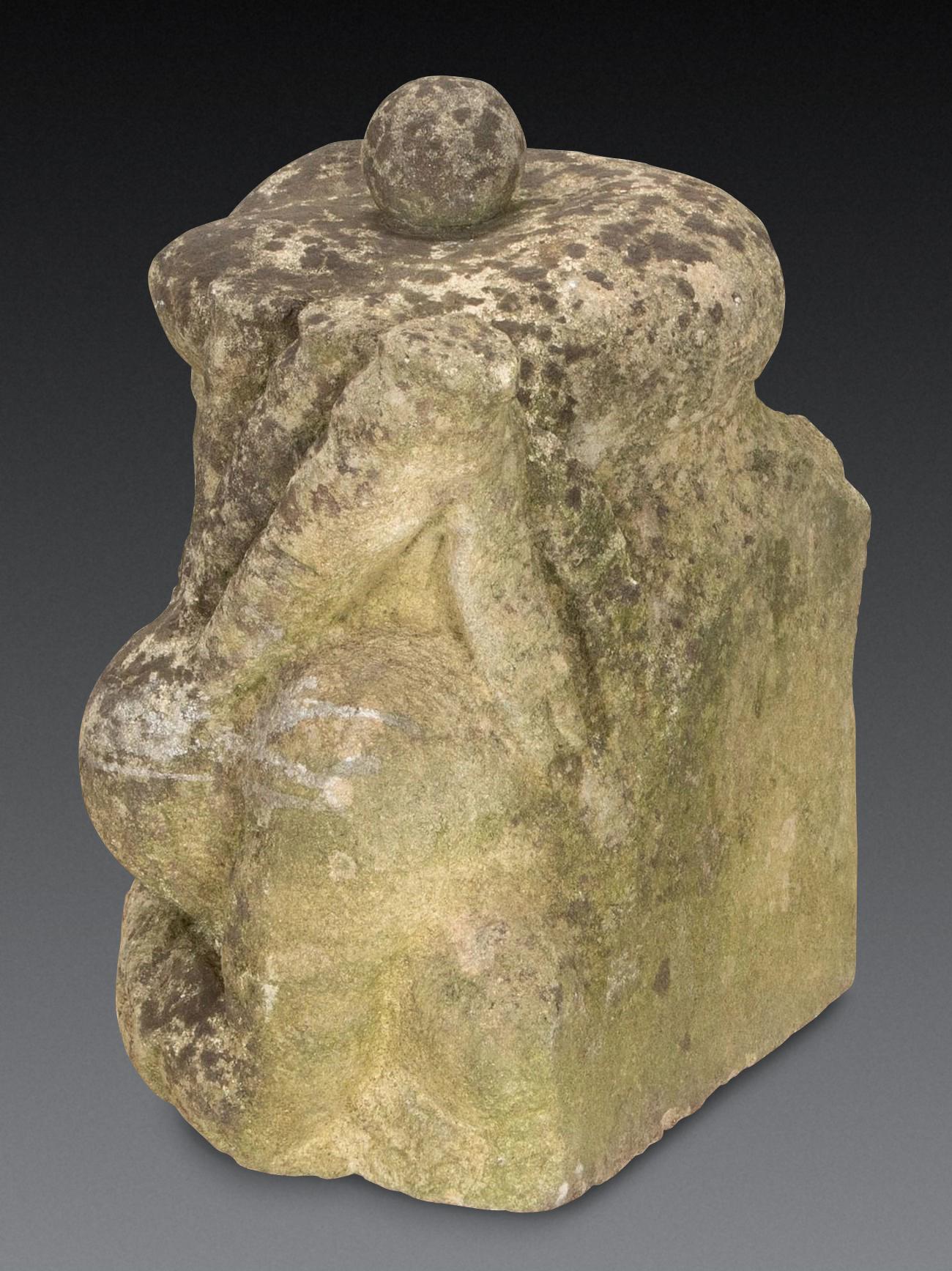 Mid-19th Century Early 19th Century Carved Stone Model of a Piper For Sale