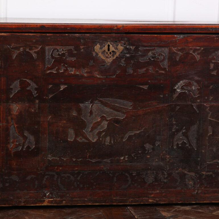 Early 19th Century Carved Walnut Coffer 2