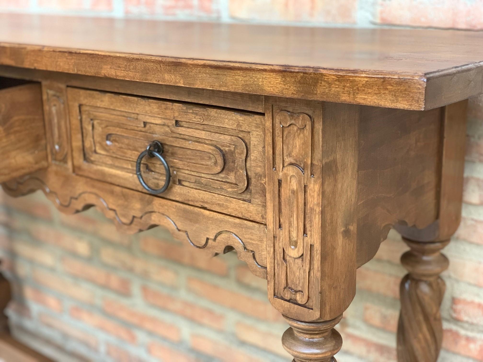 Early 19th Century Carved Walnut Wood Catalan Spanish Console Table 5