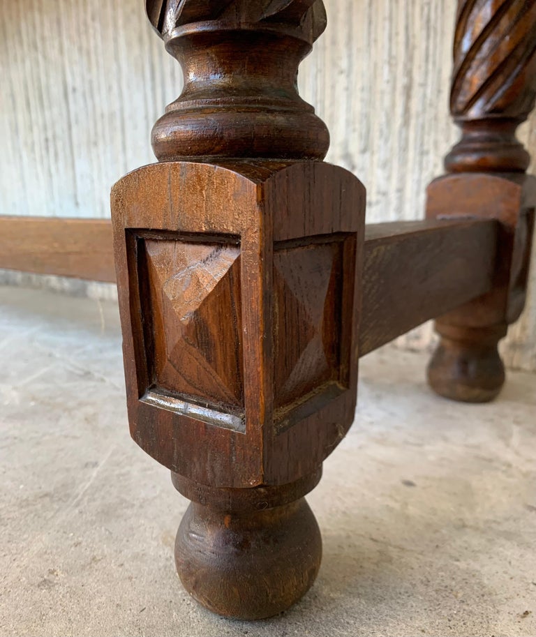 Early 19th Century Carved Walnut Wood Catalan Spanish Console Table at