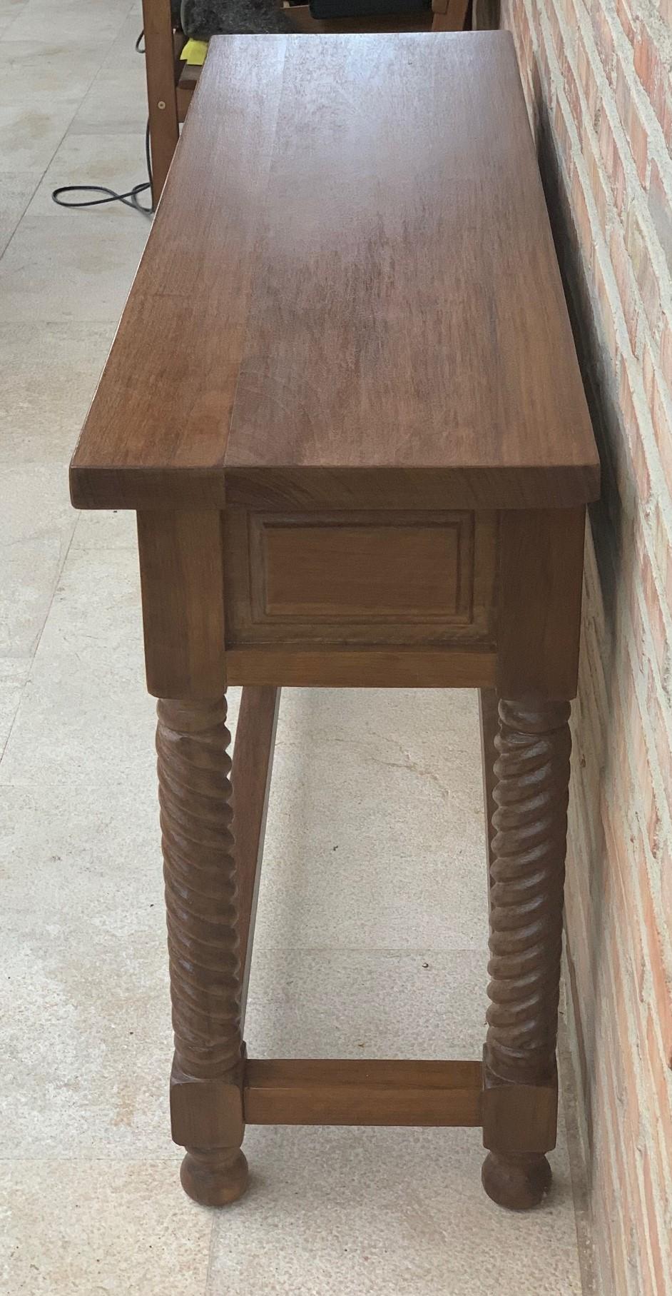 Early 19th Century Carved Walnut Wood Catalan Spanish Console Table 5