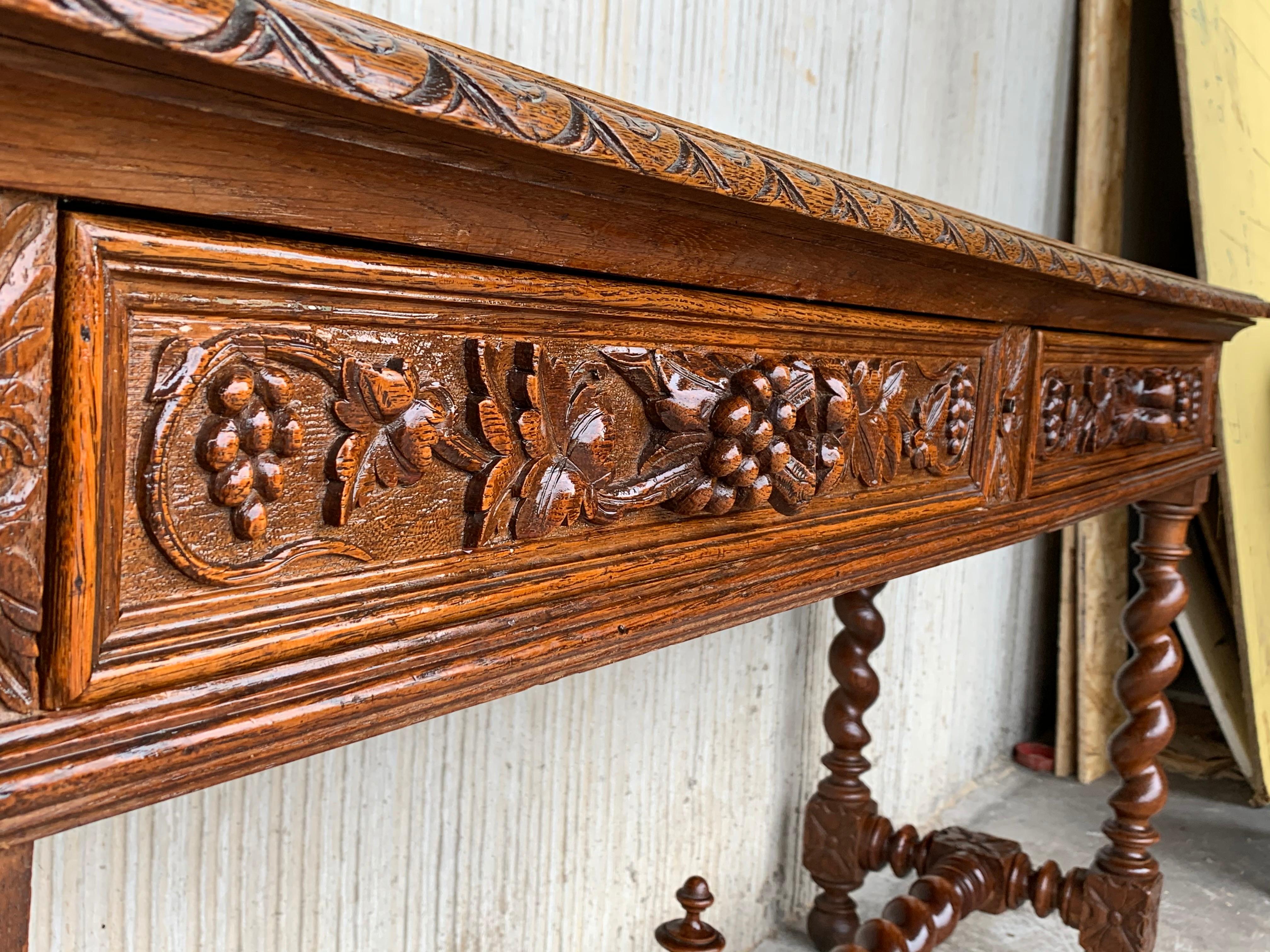 Early 19th Century Carved Walnut Wood Catalan Spanish Console Table 7